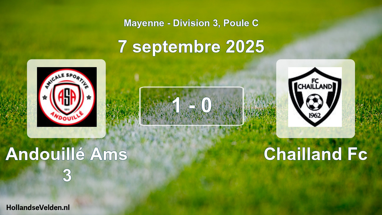 Gespeelde wedstrijd: Andouillé Ams 3 - Chailland Fc 1 - 0 (7 septembre 2025)
