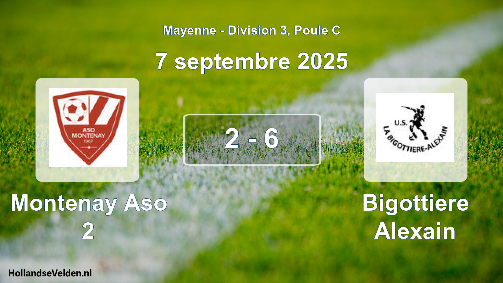 Gespeelde wedstrijd: Montenay Aso 2 - Bigottiere Alexain 2 - 6 (7 september 2025)