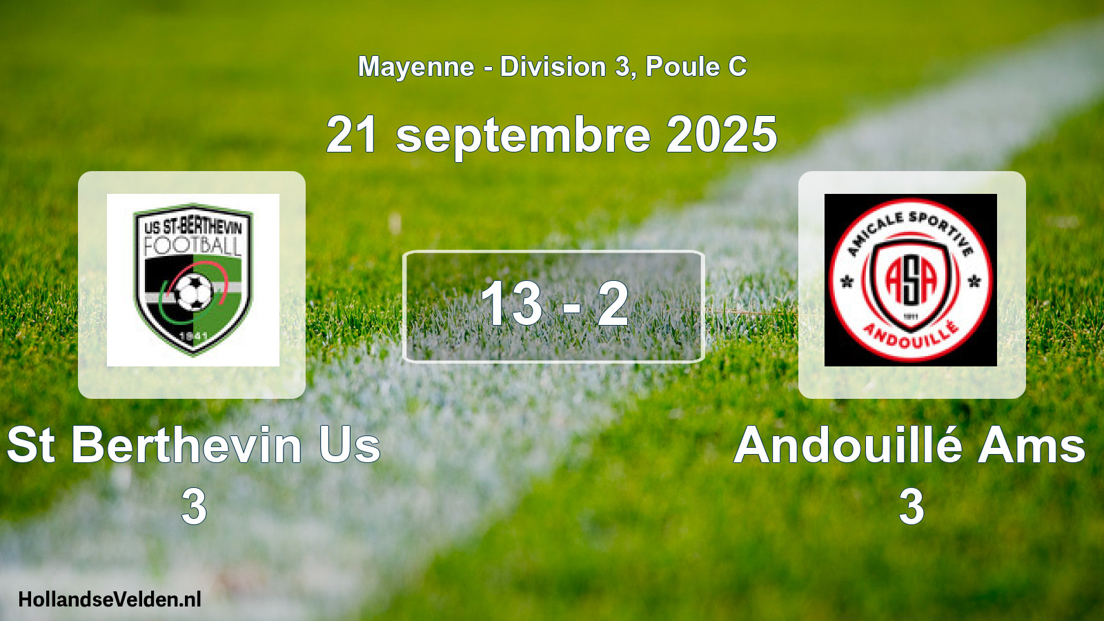 Gespeelde wedstrijd: St Berthevin Us 3 - Andouillé Ams 3 13 - 2 (21 septembre 2025)
