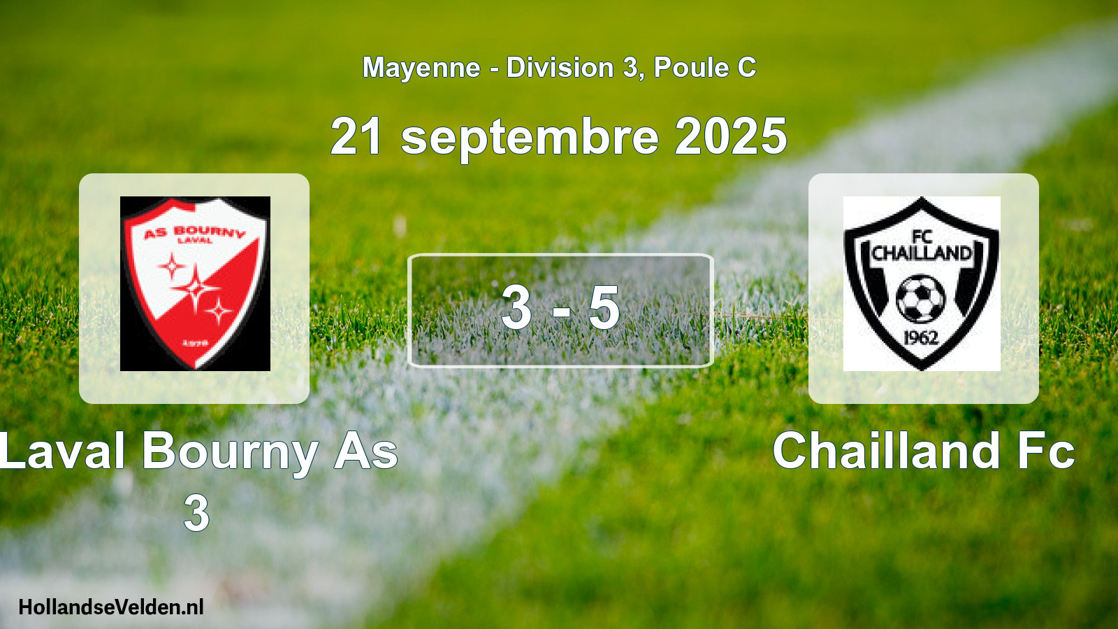 Gespeelde wedstrijd: Laval Bourny As 3 - Chailland Fc 3 - 5 (21 septembre 2025)