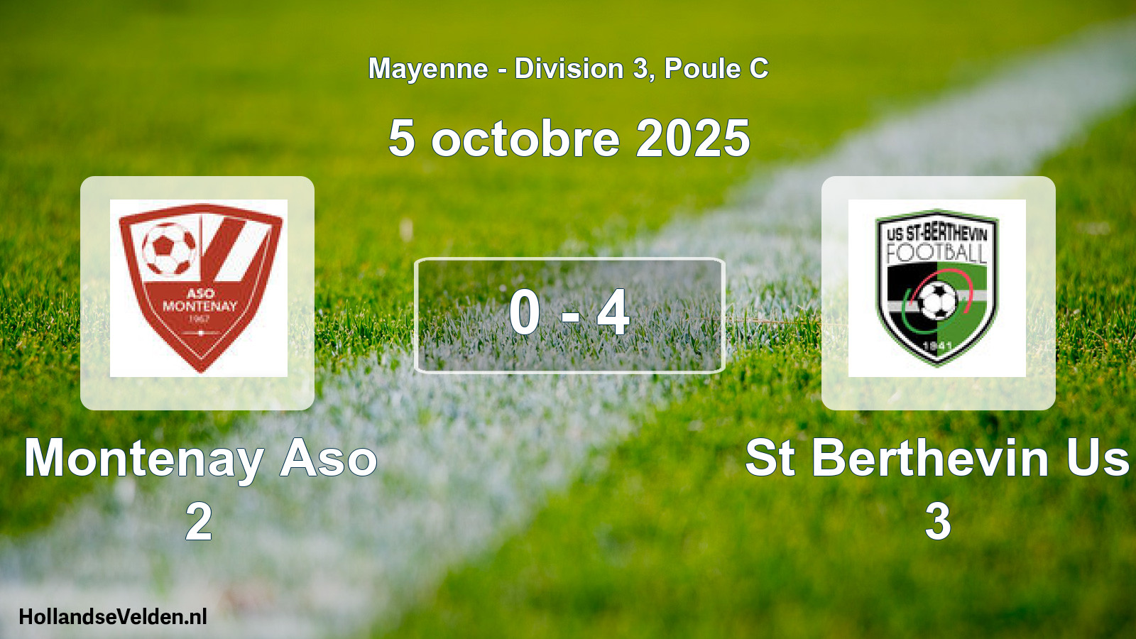 Gespeelde wedstrijd: Montenay Aso 2 - St Berthevin Us 3 0 - 4 (5 octobre 2025)