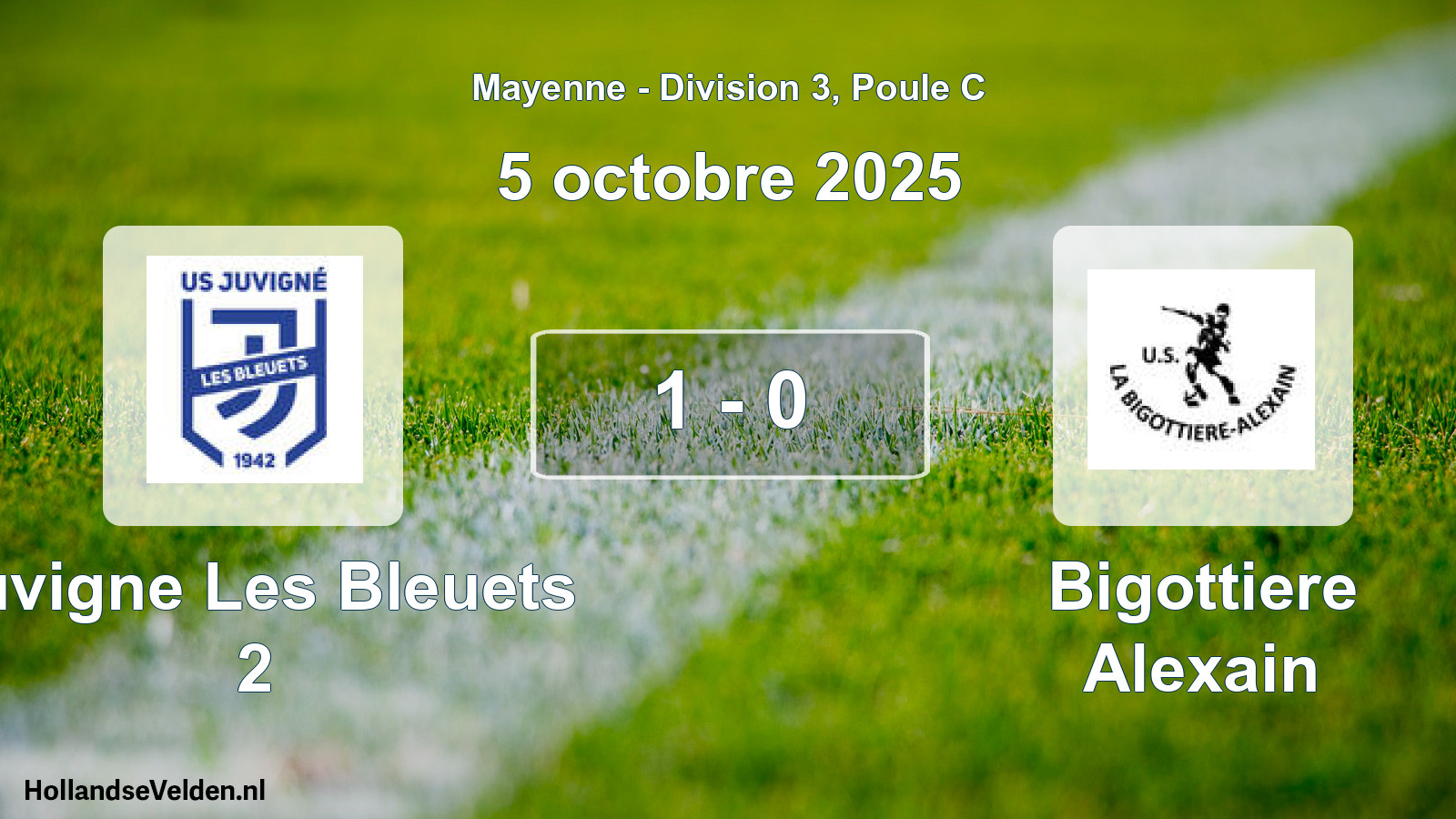 Gespeelde wedstrijd: Juvigne Les Bleuets 2 - Bigottiere Alexain 1 - 0 (5 oktober 2025)