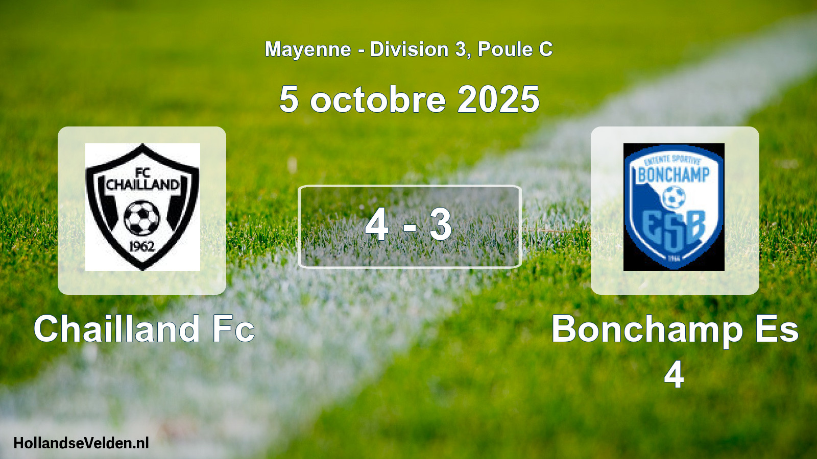 Gespeelde wedstrijd: Chailland Fc - Bonchamp Es 4 4 - 3 (5 octobre 2025)