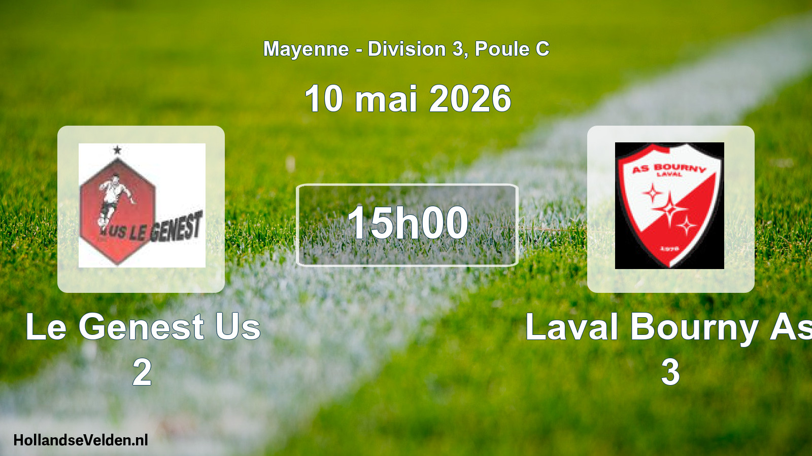 Geplande wedstrijd: Le Genest Us 2 - Laval Bourny As 3 (10 mei 2026)