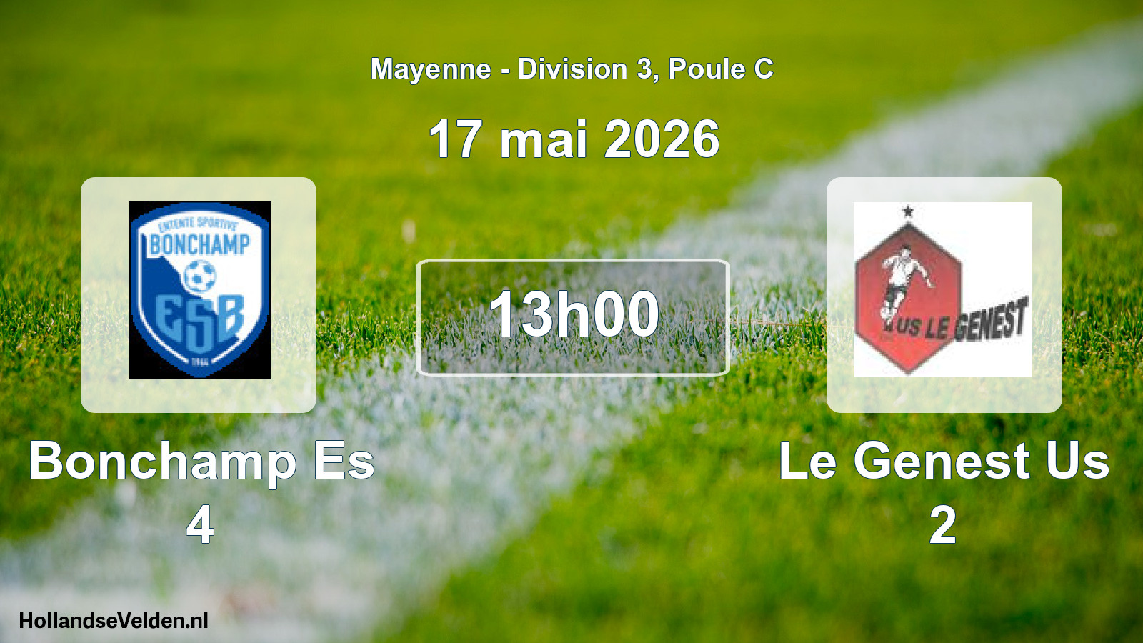 Geplande wedstrijd: Bonchamp Es 4 - Le Genest Us 2 (17 mai 2026)