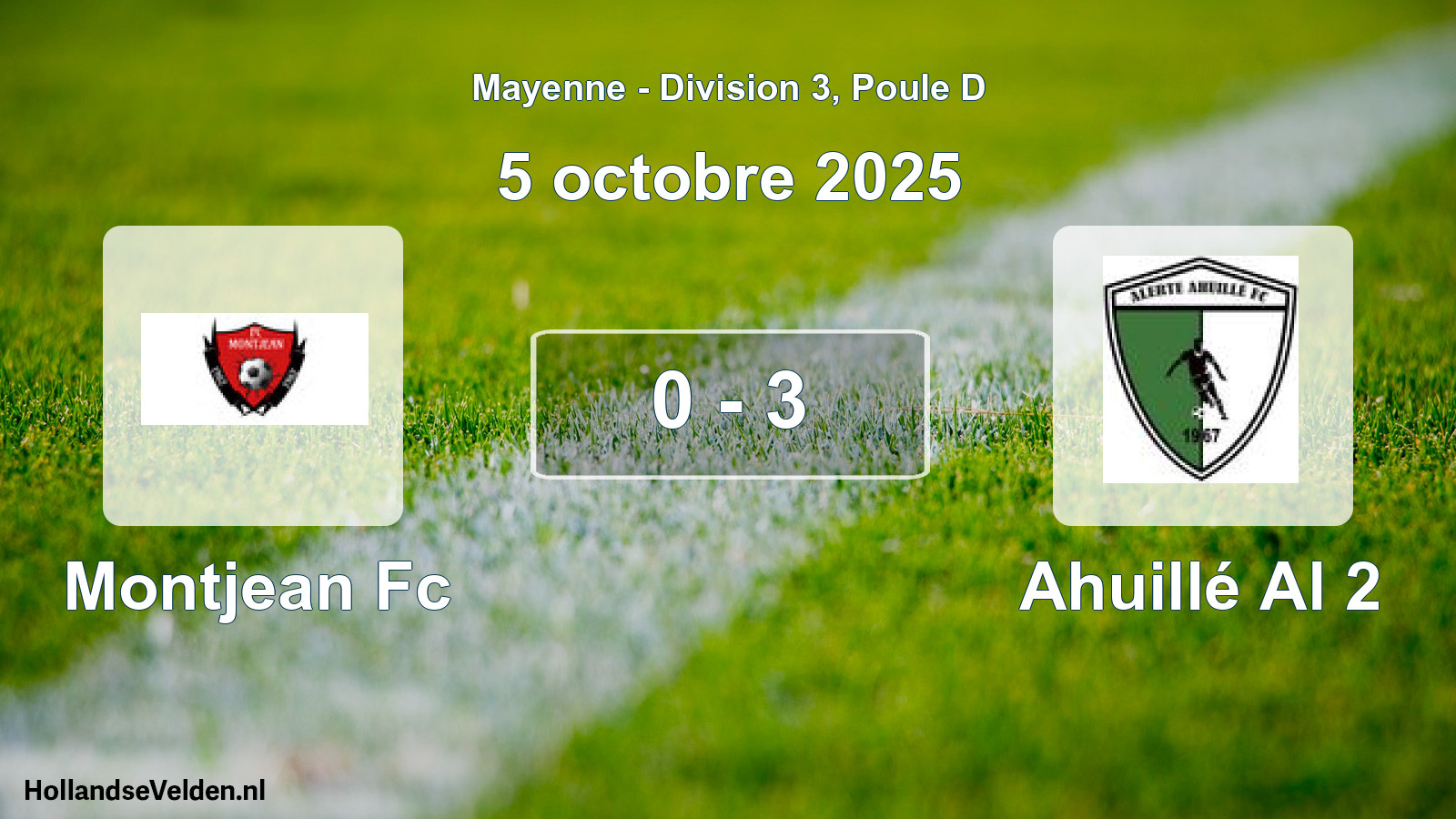 Total number of matches played: Montjean Fc - Ahuillé Al 2 0 - 3 (5 October 2025)