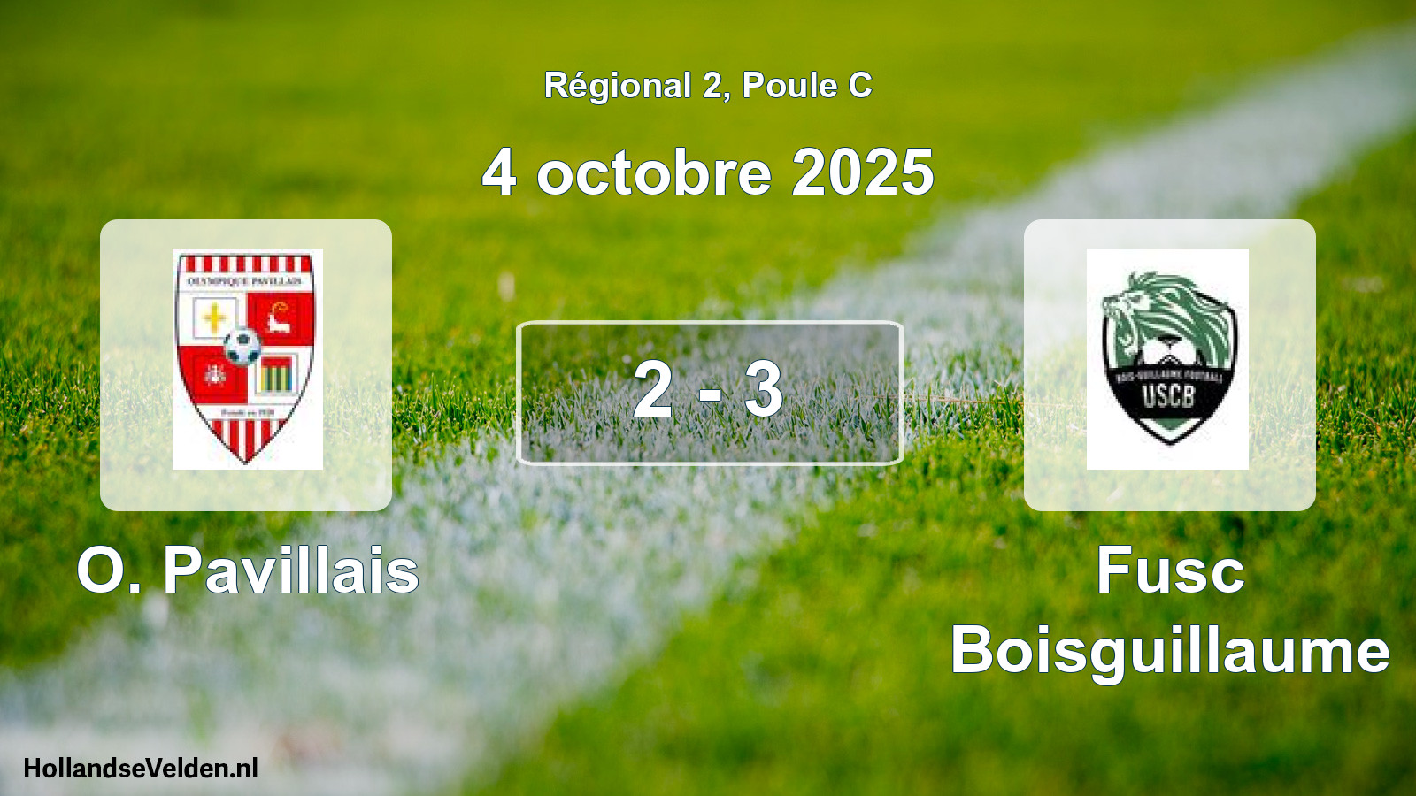 Gespeelde wedstrijd: O. Pavillais - Fusc Boisguillaume 2 - 3 (4 octobre 2025)