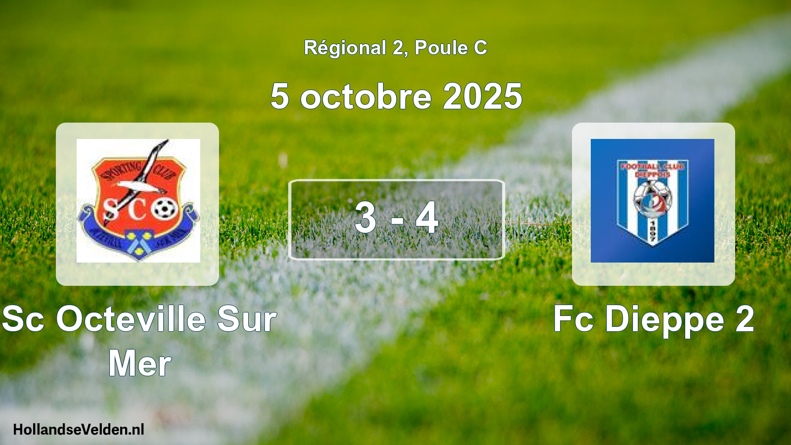 Gespeelde wedstrijd: Sc Octeville Sur Mer - Fc Dieppe 2 3 - 4 (5 octobre 2025)