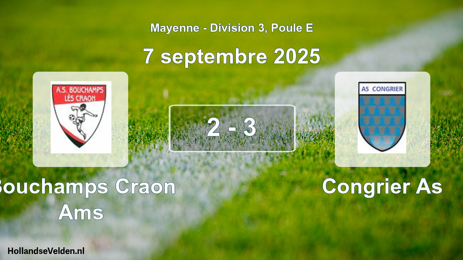 Gespeelde wedstrijd: Bouchamps Craon Ams - Congrier As 2 - 3 (7 septembre 2025)
