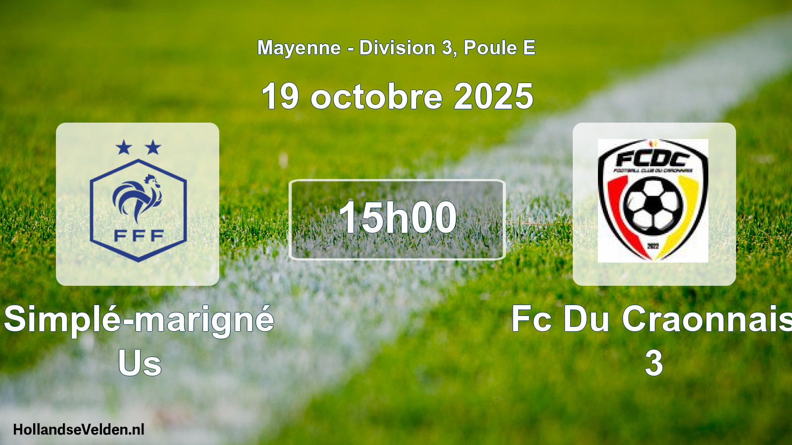 Geplande wedstrijd: Simplé-marigné Us - Fc Du Craonnais 3 (19 oktober 2025)