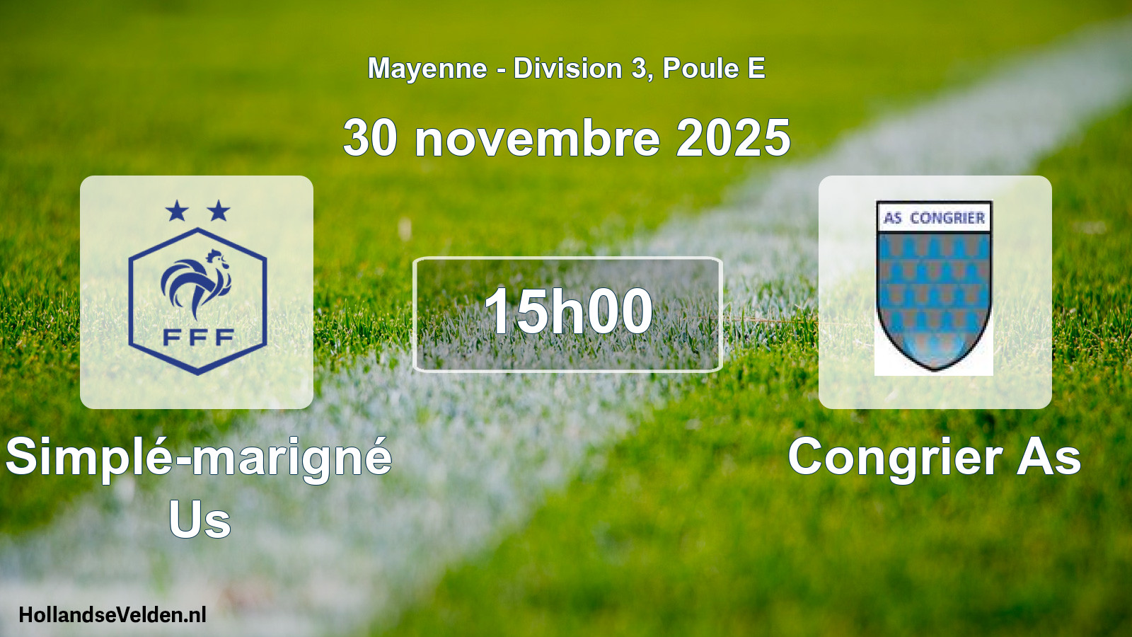 Geplande wedstrijd: Simplé-marigné Us - Congrier As (30 novembre 2025)