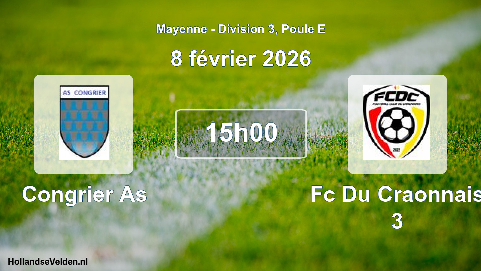 Scheduled Match: Congrier As - Fc Du Craonnais 3 (8 February 2026)