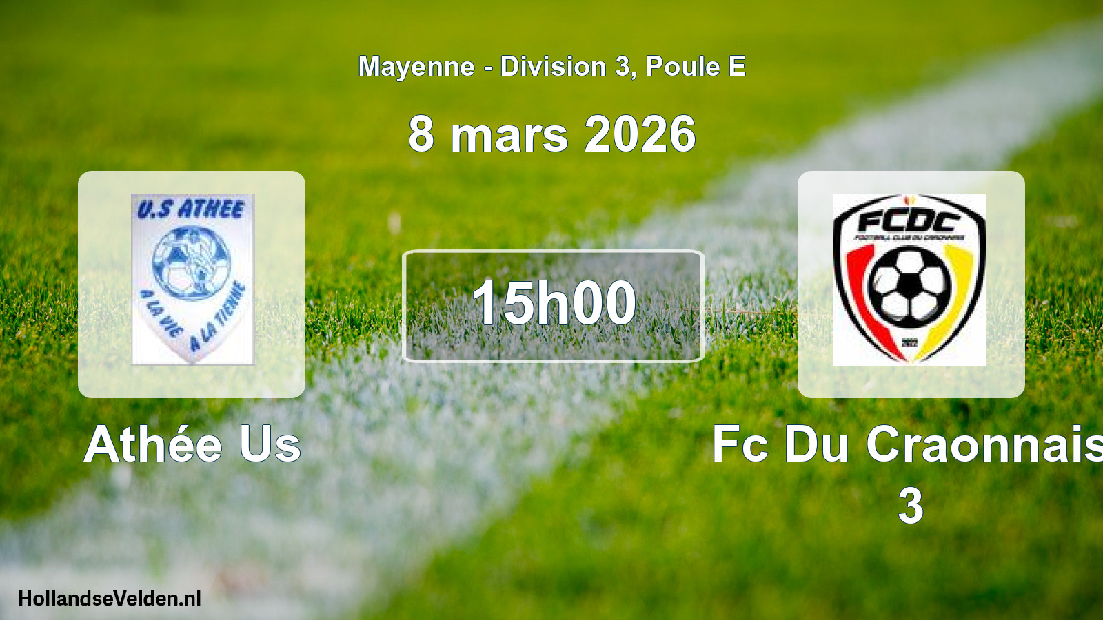 Geplande wedstrijd: Athée Us - Fc Du Craonnais 3 (8 mars 2026)