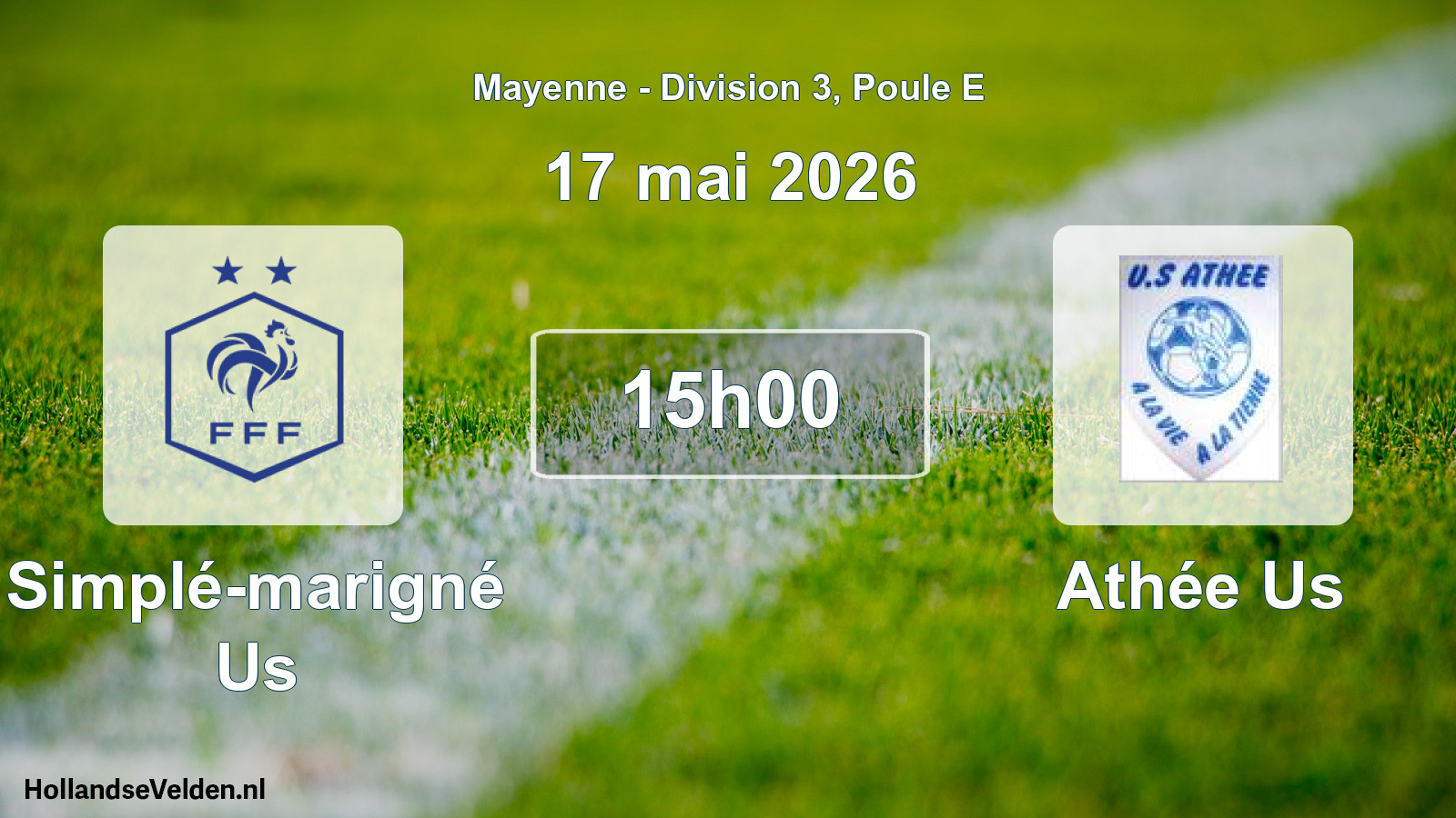 Geplande wedstrijd: Simplé-marigné Us - Athée Us (17 mai 2026)