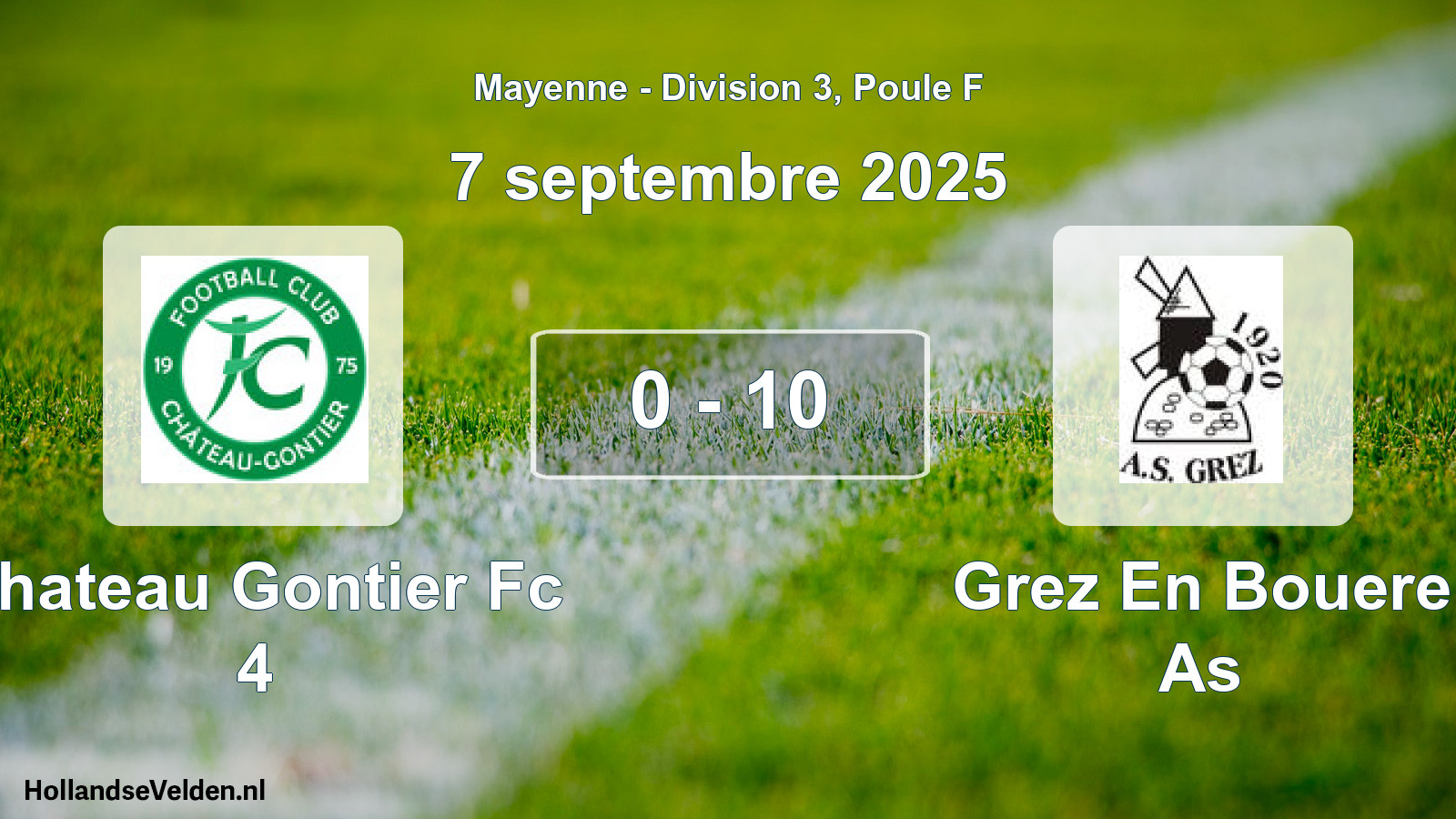 Gespeelde wedstrijd: Chateau Gontier Fc 4 - Grez En Bouere As 0 - 10 (7 septembre 2025)