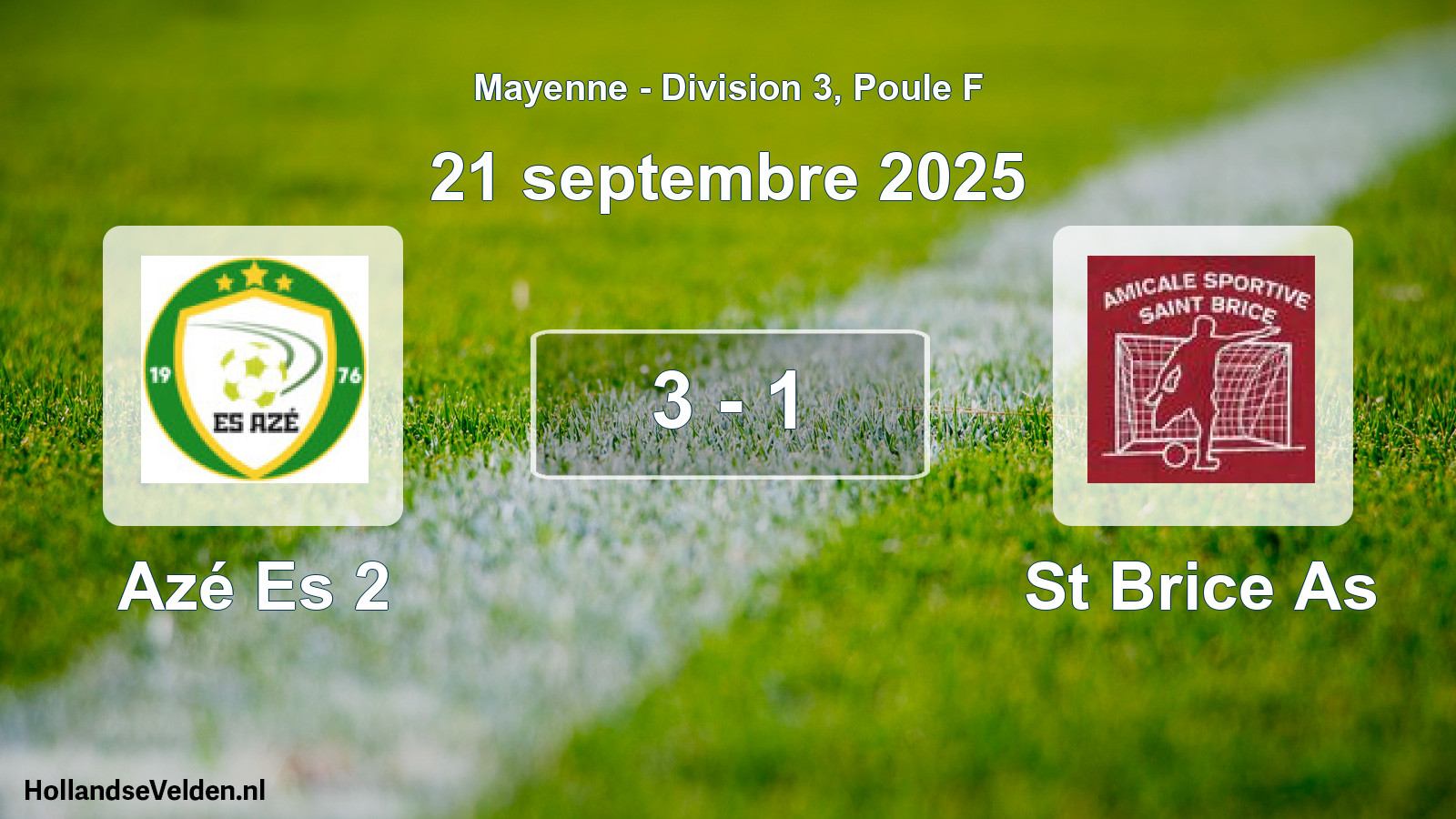 Gespeelde wedstrijd: Azé Es 2 - St Brice As 3 - 1 (21 september 2025)