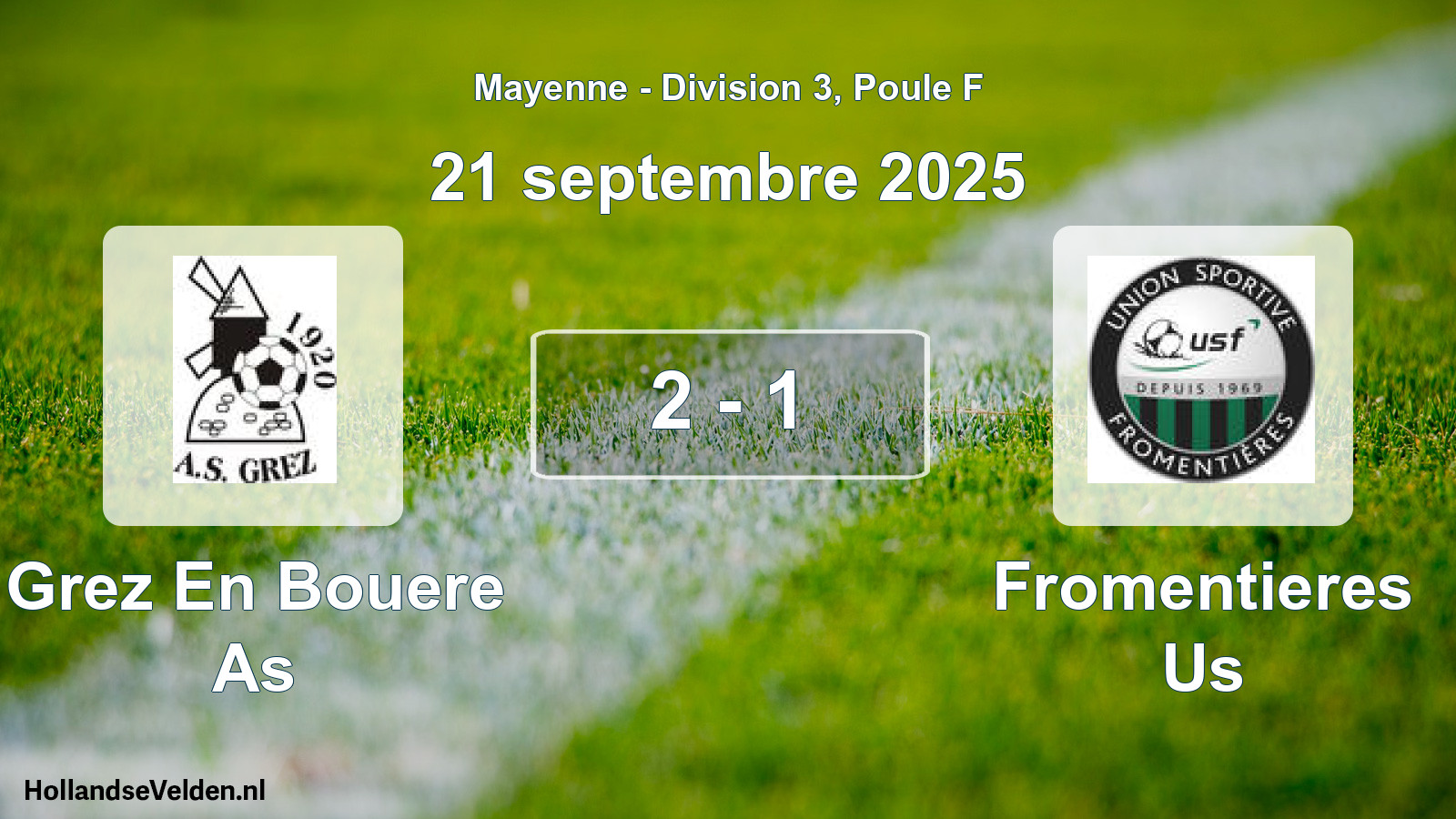 Gespeelde wedstrijd: Grez En Bouere As - Fromentieres Us 2 - 1 (21 septembre 2025)