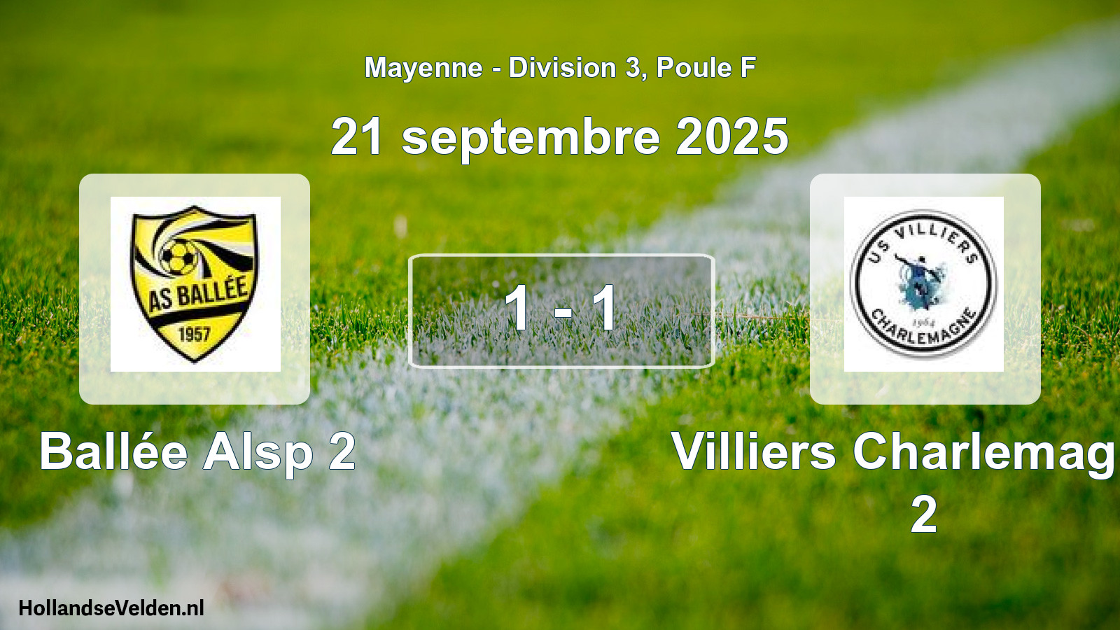 Gespeelde wedstrijd: Ballée Alsp 2 - Villiers Charlemagne 2 1 - 1 (21 septembre 2025)
