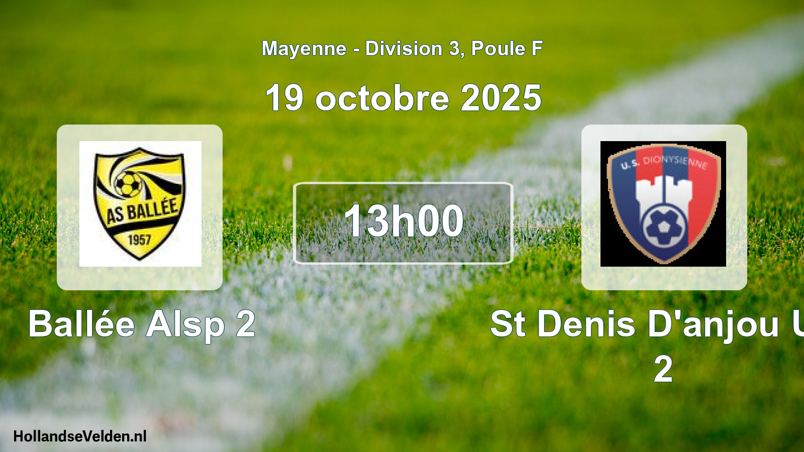 Geplande wedstrijd: Ballée Alsp 2 - St Denis D'anjou Us 2 (19 oktober 2025)