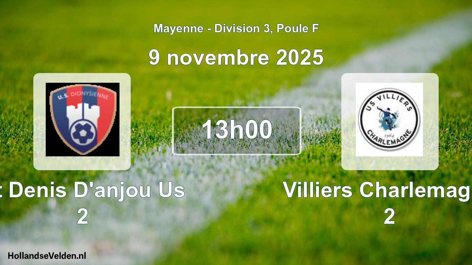 Geplande wedstrijd: St Denis D'anjou Us 2 - Villiers Charlemagne 2 (9 novembre 2025)