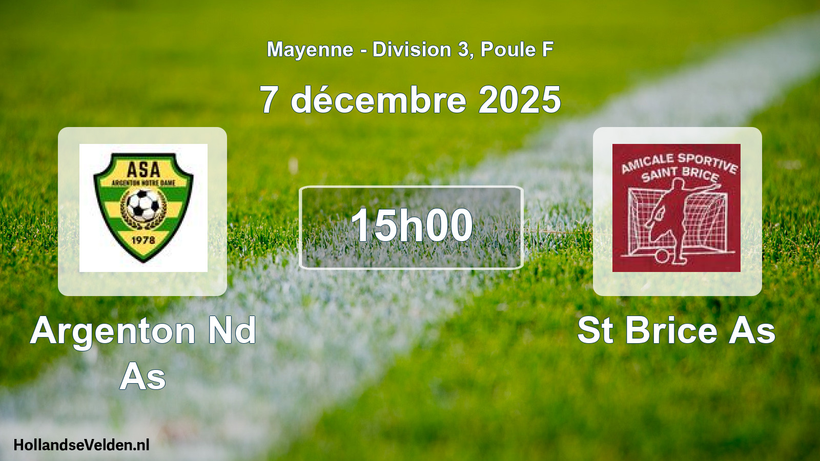 Geplande wedstrijd: Argenton Nd As - St Brice As (7 december 2025)