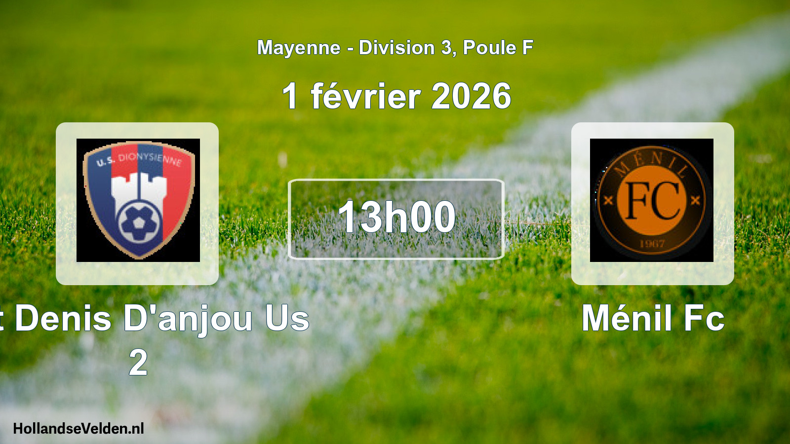 Geplande wedstrijd: St Denis D'anjou Us 2 - Ménil Fc (1 februari 2026)