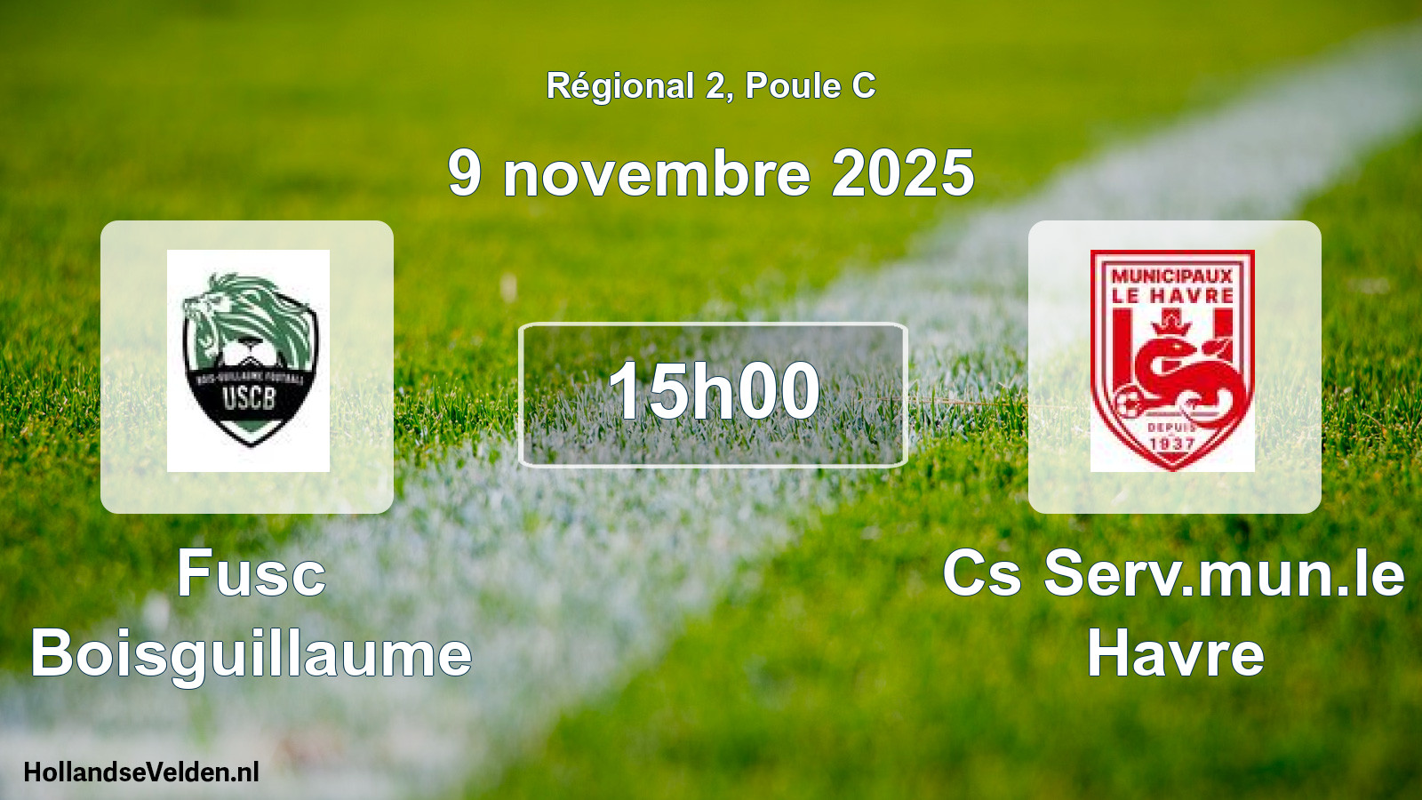 Geplande wedstrijd: Fusc Boisguillaume - Cs Serv.mun.le Havre (9 novembre 2025)