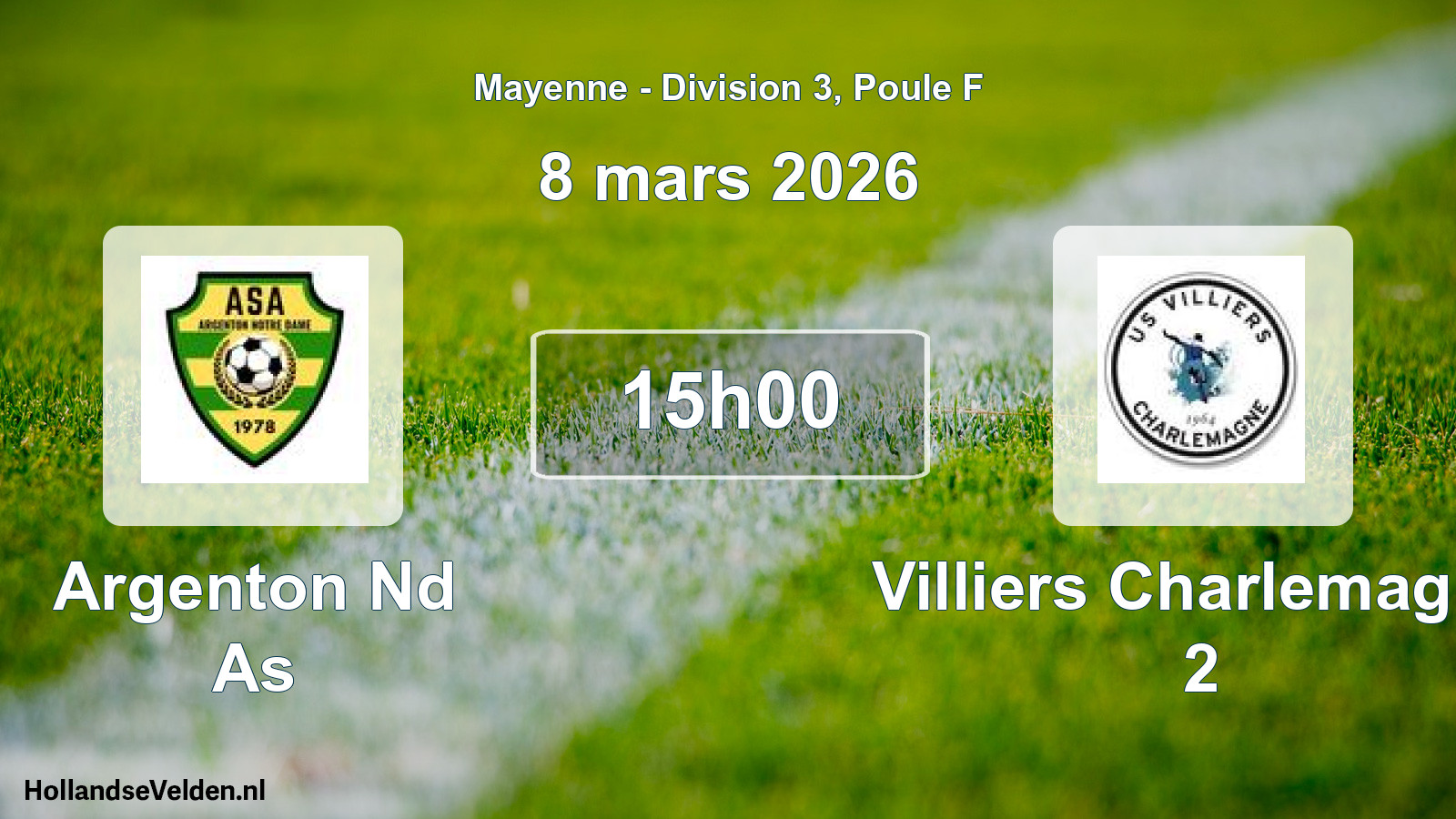 Geplande wedstrijd: Argenton Nd As - Villiers Charlemagne 2 (8 mars 2026)