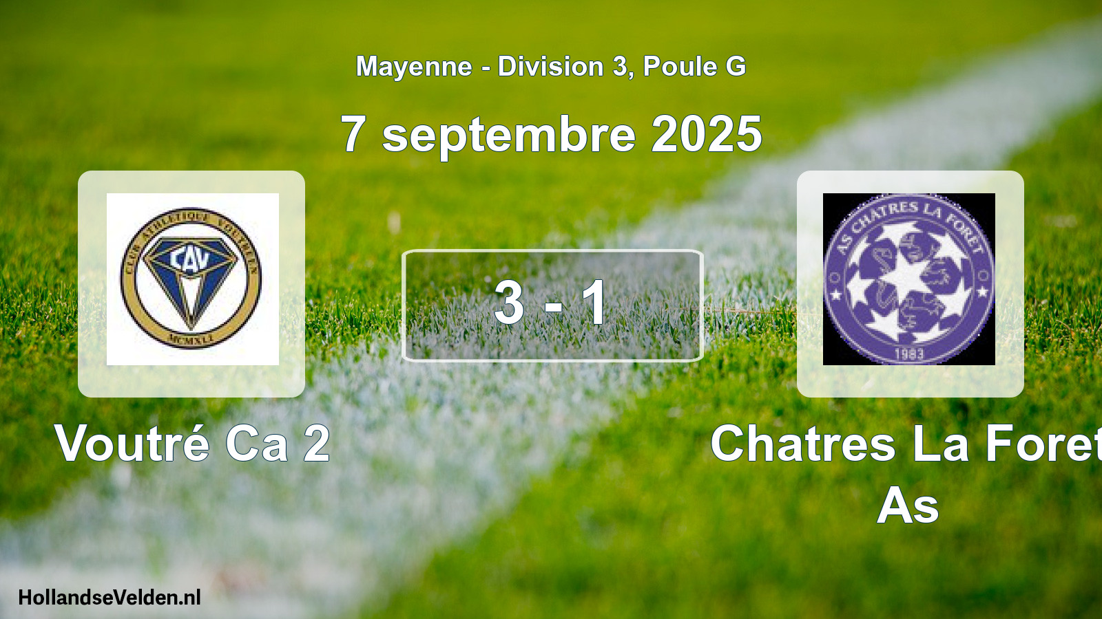 Gespeelde wedstrijd: Voutré Ca 2 - Chatres La Foret As 3 - 1 (7 septembre 2025)