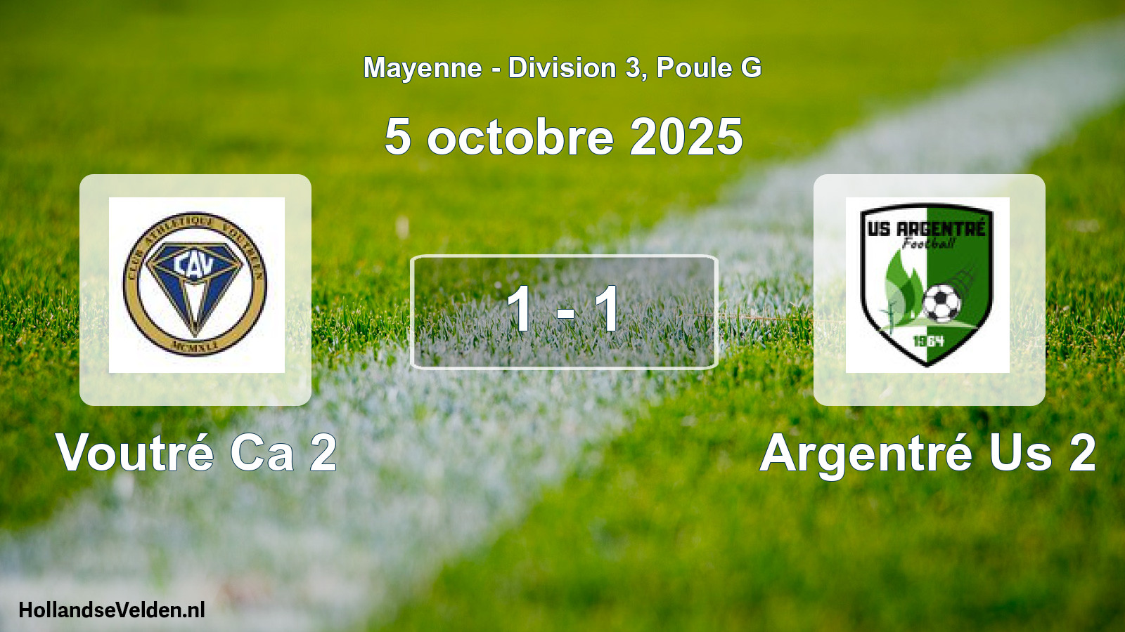 Gespeelde wedstrijd: Voutré Ca 2 - Argentré Us 2 1 - 1 (5 oktober 2025)
