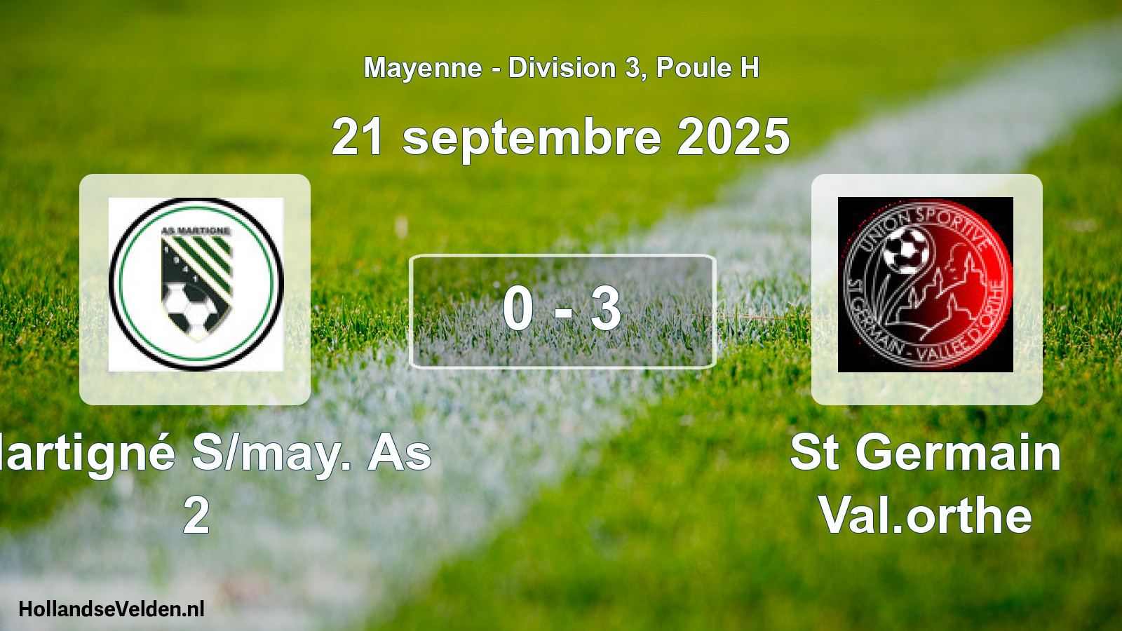 Total number of matches played: Martigné S/may. As 2 - St Germain Val.orthe 0 - 3 (21 September 2025)
