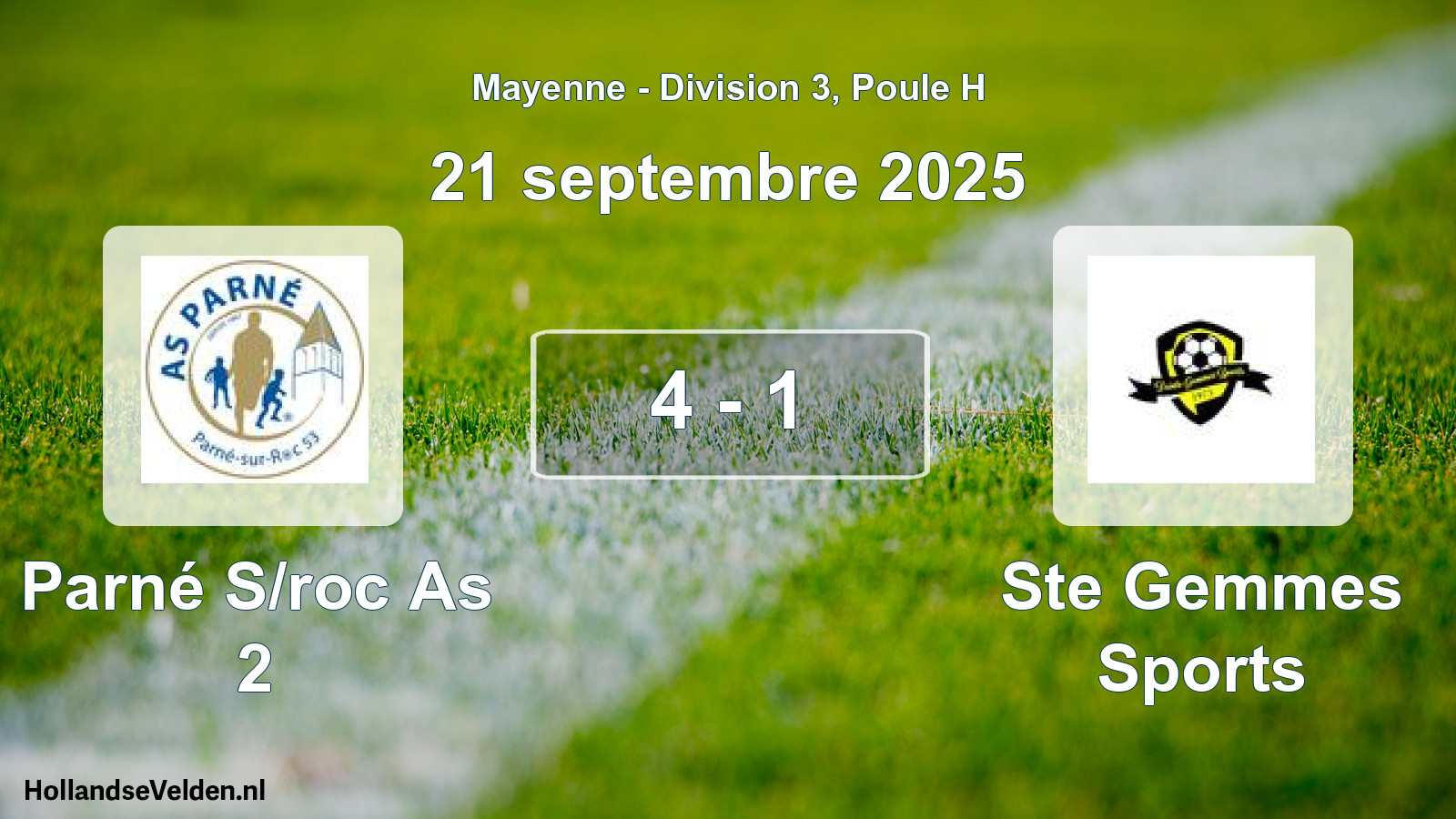 Total number of matches played: Parné S/roc As 2 - Ste Gemmes Sports 4 - 1 (21 September 2025)