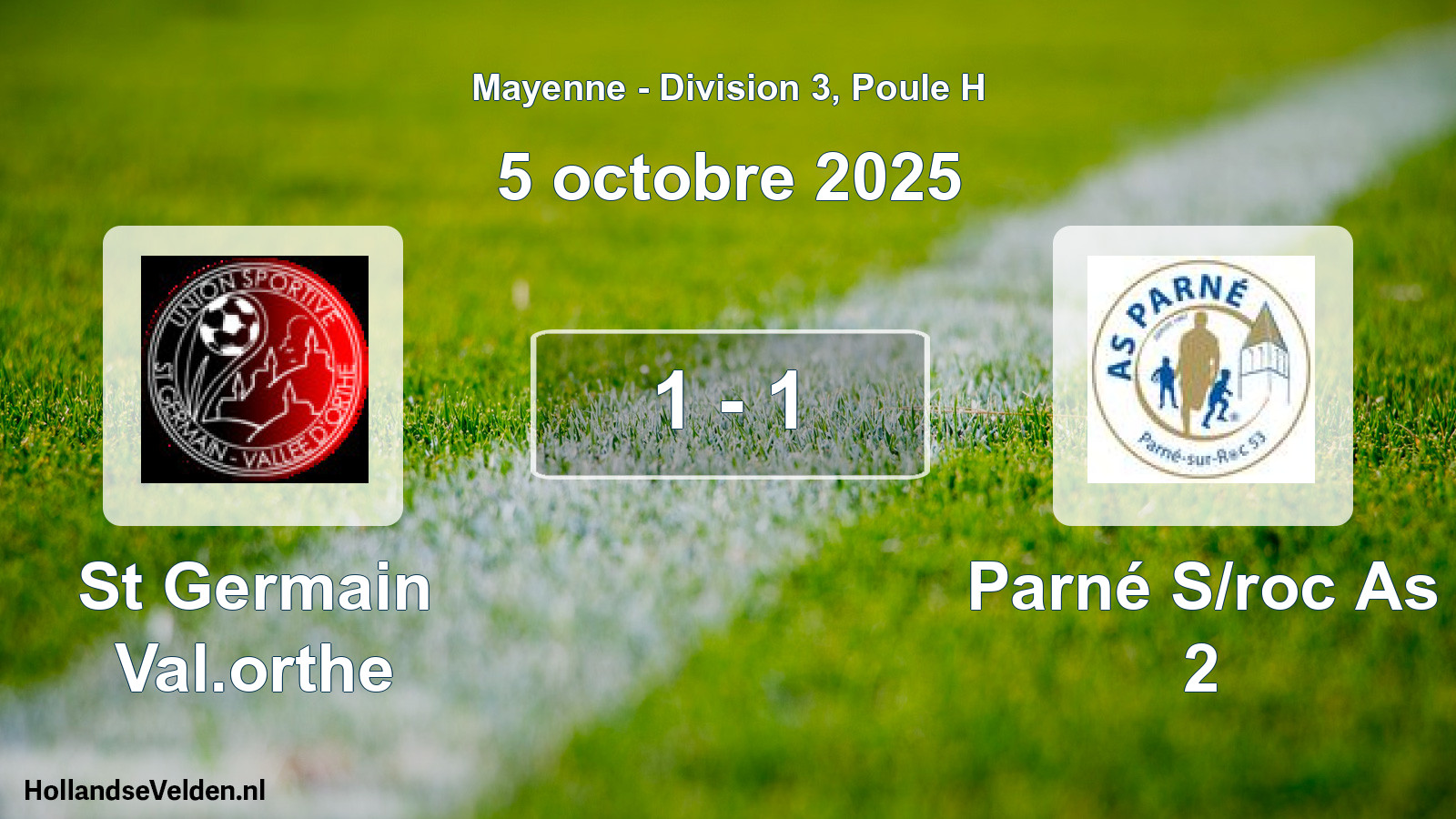 Gespeelde wedstrijd: St Germain Val.orthe - Parné S/roc As 2 1 - 1 (5 octobre 2025)