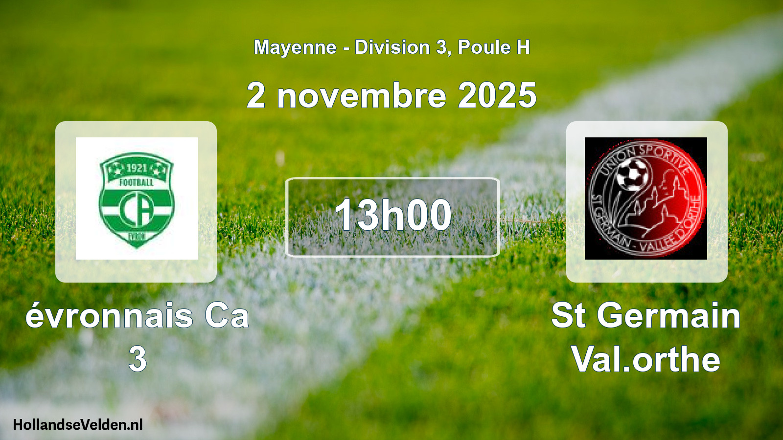 Geplande wedstrijd: évronnais Ca 3 - St Germain Val.orthe (2 november 2025)