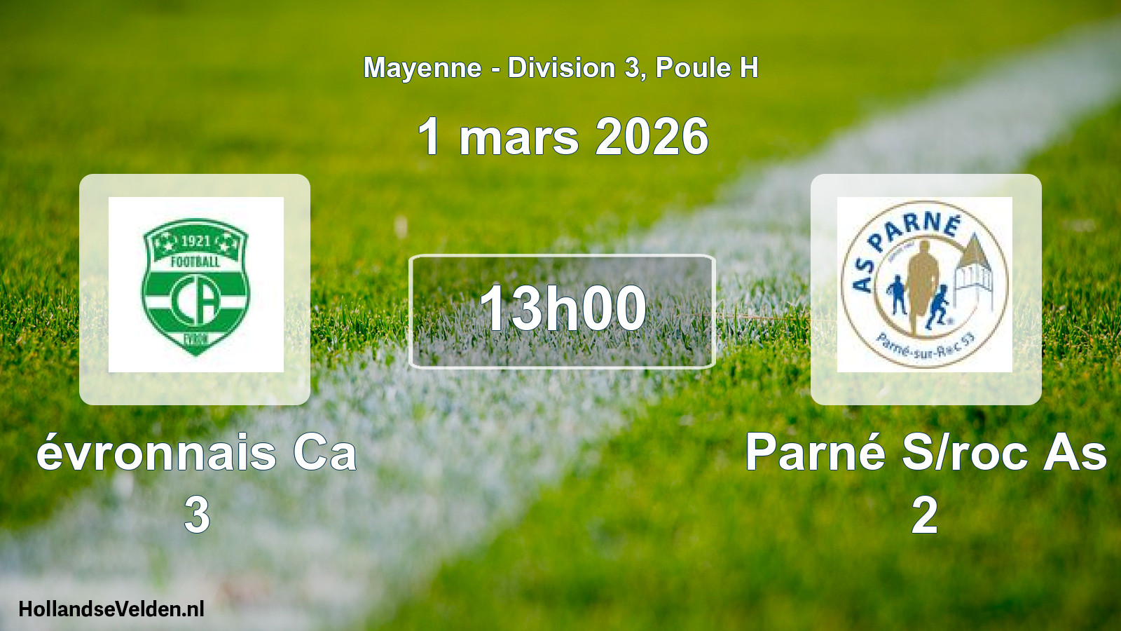 Scheduled Match: évronnais Ca 3 - Parné S/roc As 2 (1 March 2026)