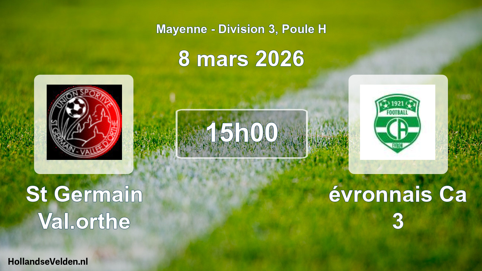 Geplande wedstrijd: St Germain Val.orthe - évronnais Ca 3 (8 mars 2026)