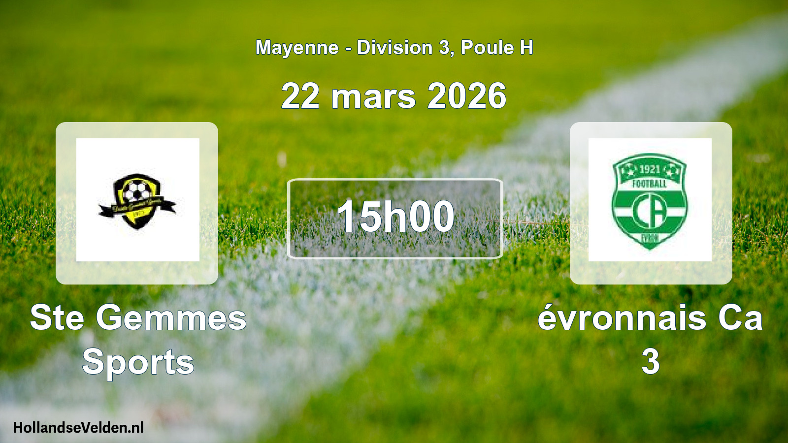 Geplande wedstrijd: Ste Gemmes Sports - évronnais Ca 3 (22 maart 2026)