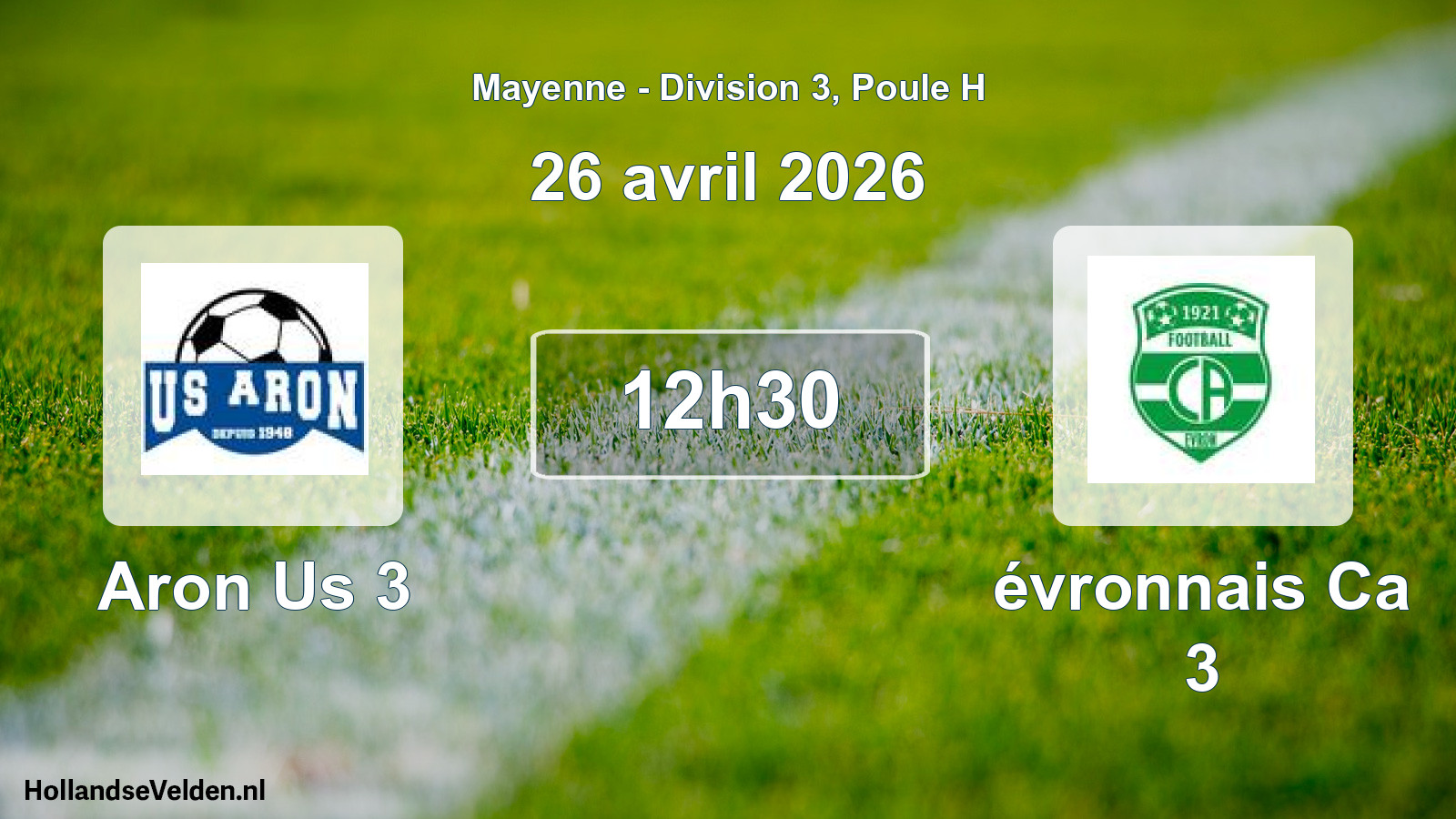 Geplande wedstrijd: Aron Us 3 - évronnais Ca 3 (26 april 2026)