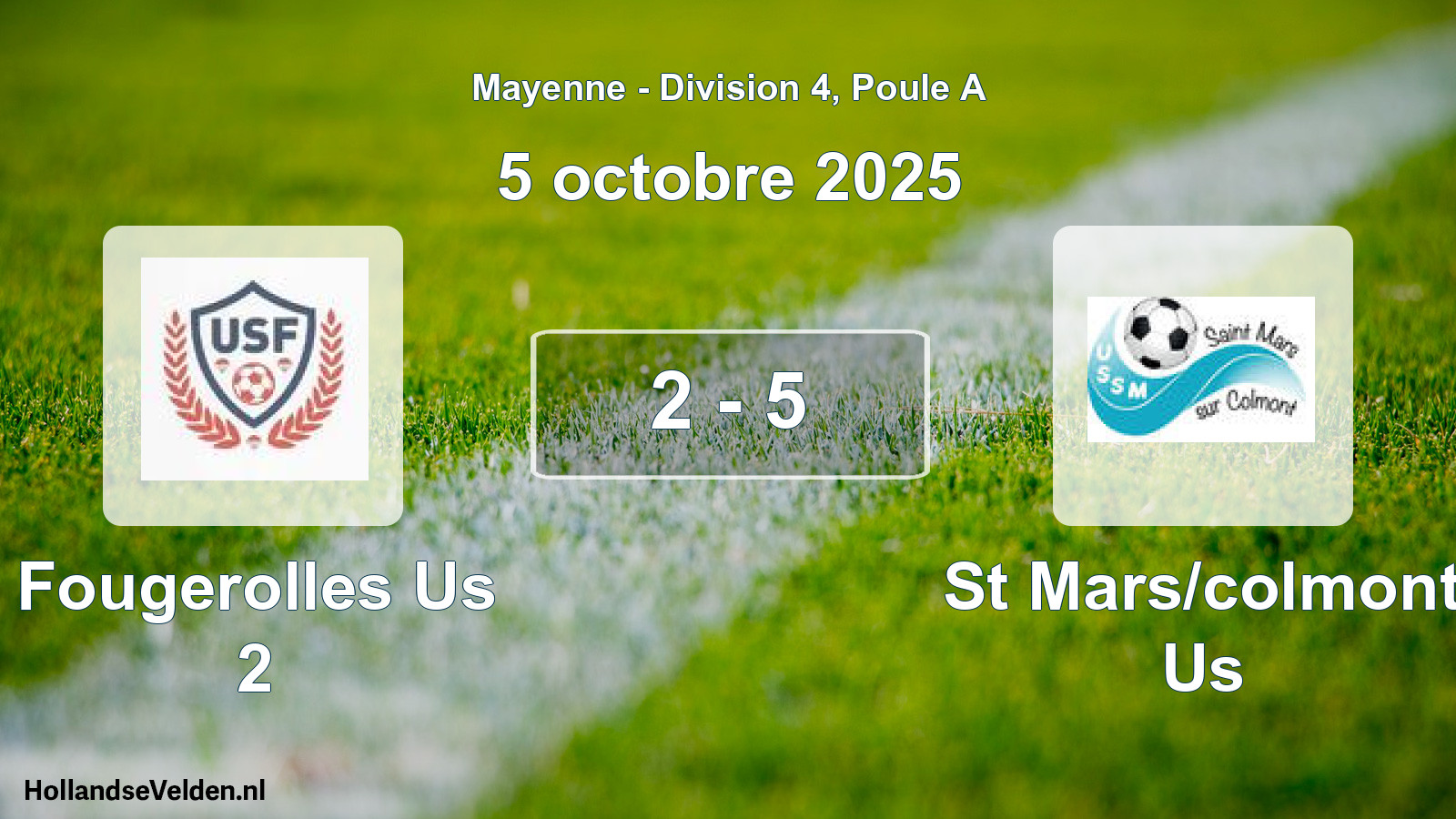 Gespeelde wedstrijd: Fougerolles Us 2 - St Mars/colmont Us 2 - 5 (5 oktober 2025)