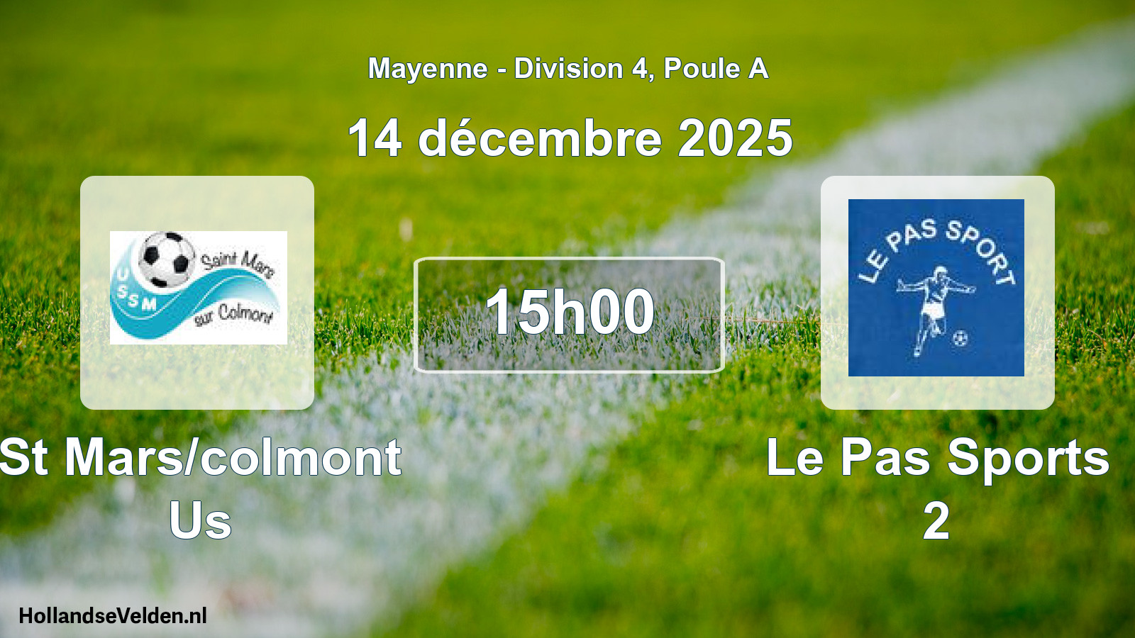 Geplande wedstrijd: St Mars/colmont Us - Le Pas Sports 2 (14 décembre 2025)