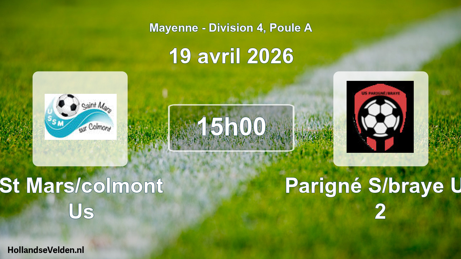 Geplande wedstrijd: St Mars/colmont Us - Parigné S/braye Us 2 (19 avril 2026)