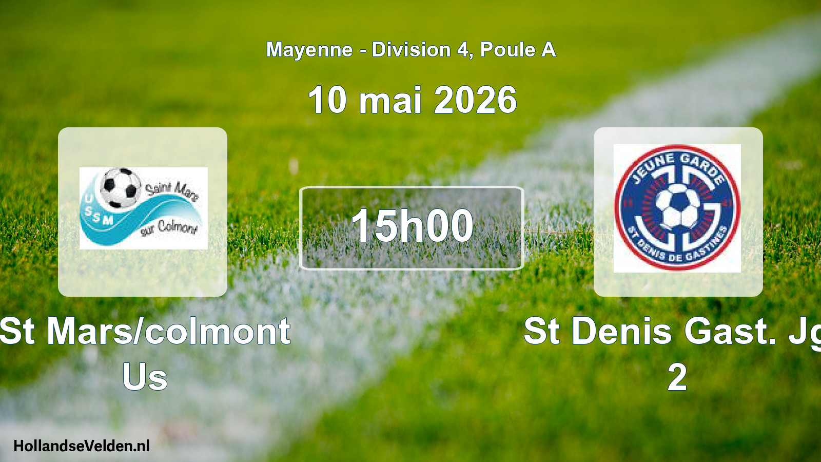 Geplande wedstrijd: St Mars/colmont Us - St Denis Gast. Jg 2 (10 mai 2026)
