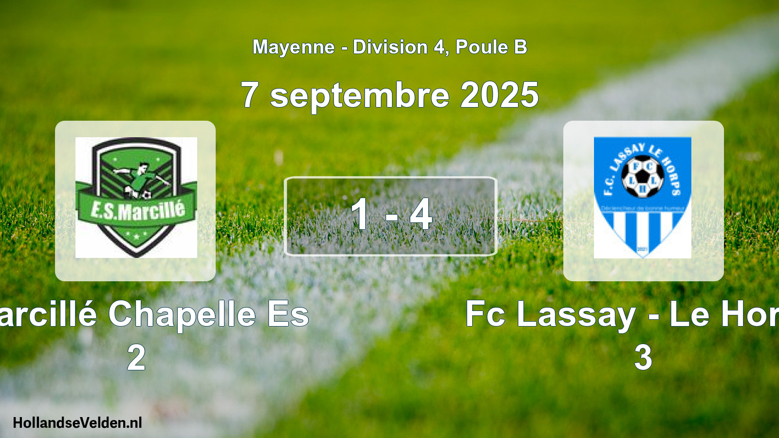 Total number of matches played: Marcillé Chapelle Es 2 - Fc Lassay - Le Horps 3 1 - 4 (7 September 2025)