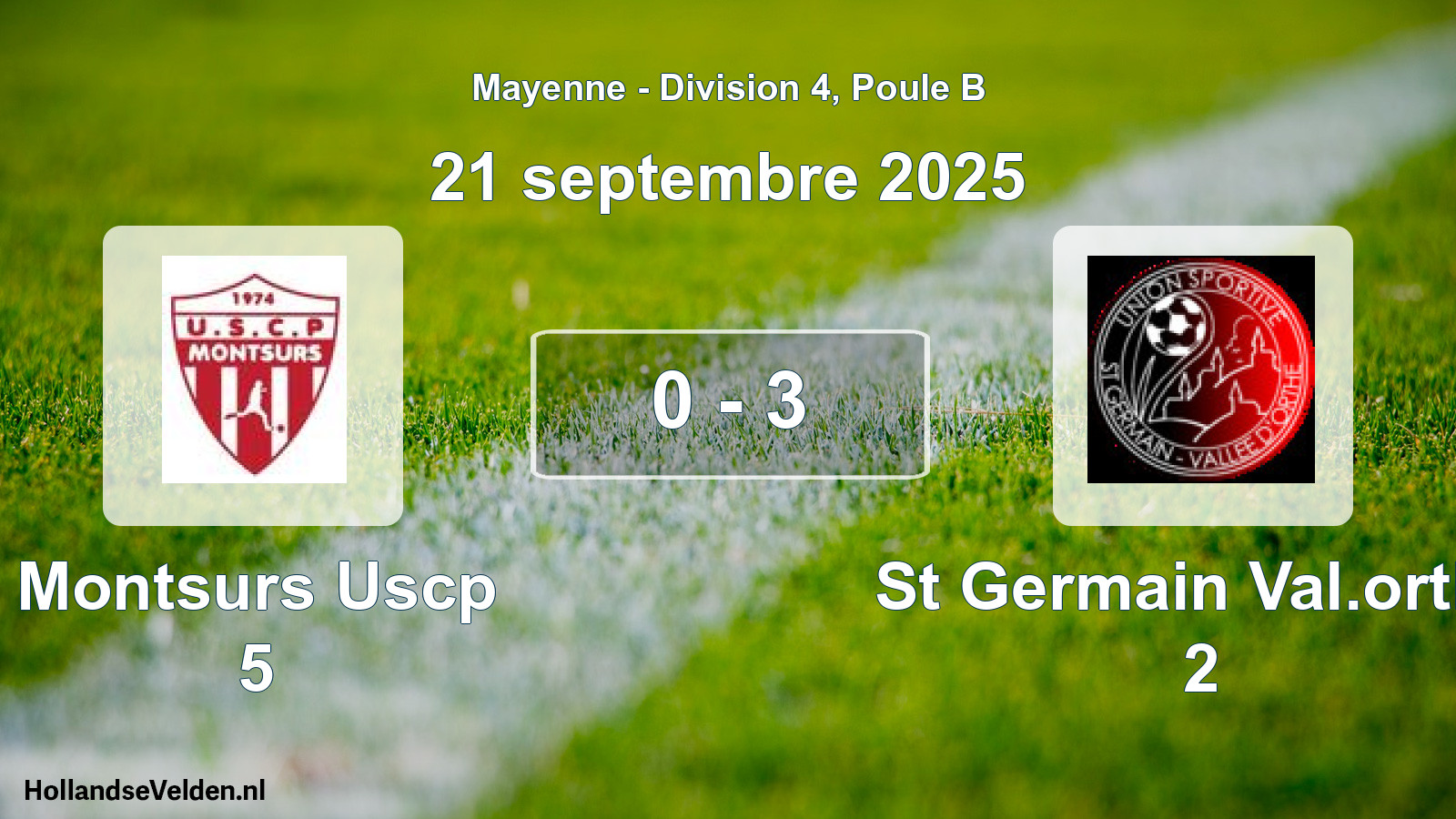 Total number of matches played: Montsurs Uscp 5 - St Germain Val.orthe 2 0 - 3 (21 September 2025)