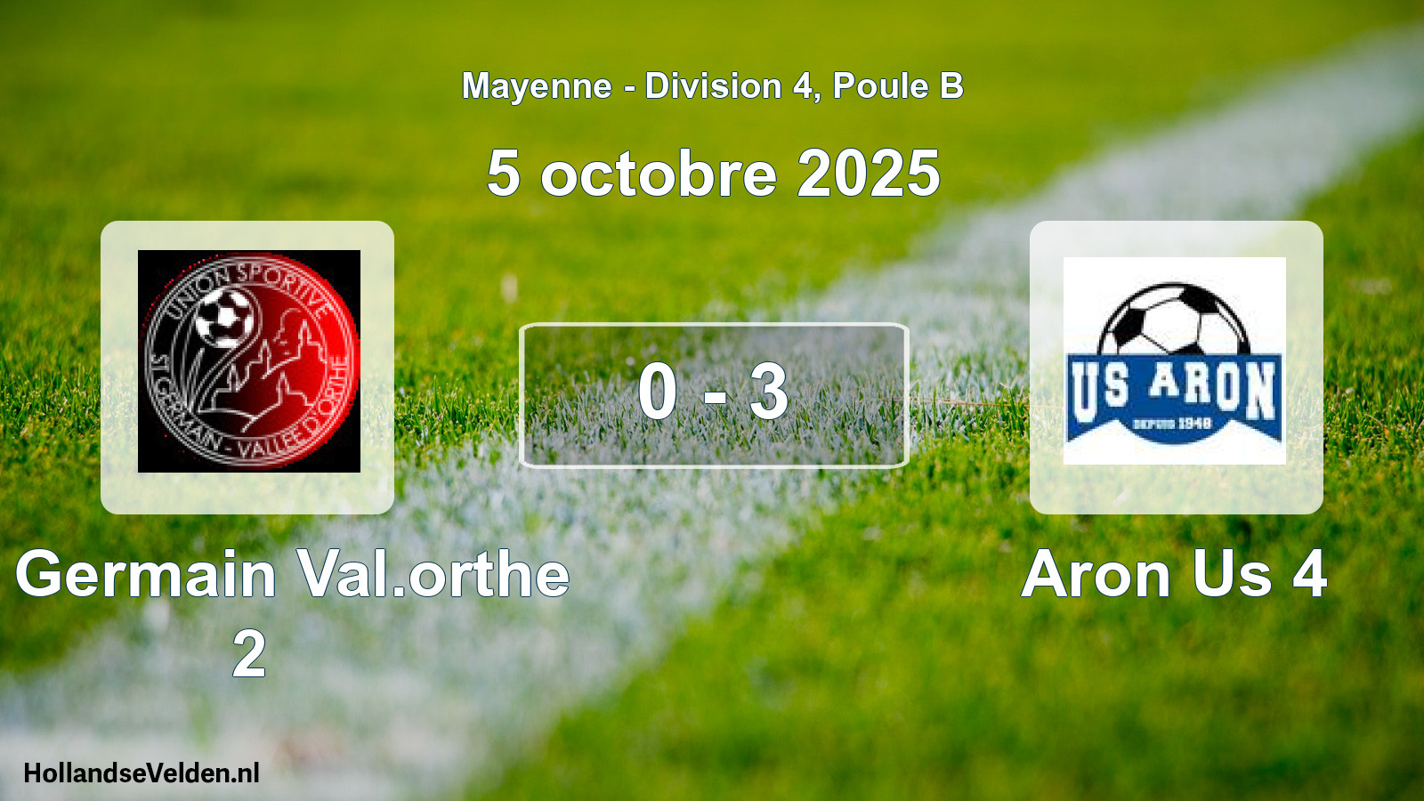 Gespeelde wedstrijd: St Germain Val.orthe 2 - Aron Us 4 0 - 3 (5 oktober 2025)