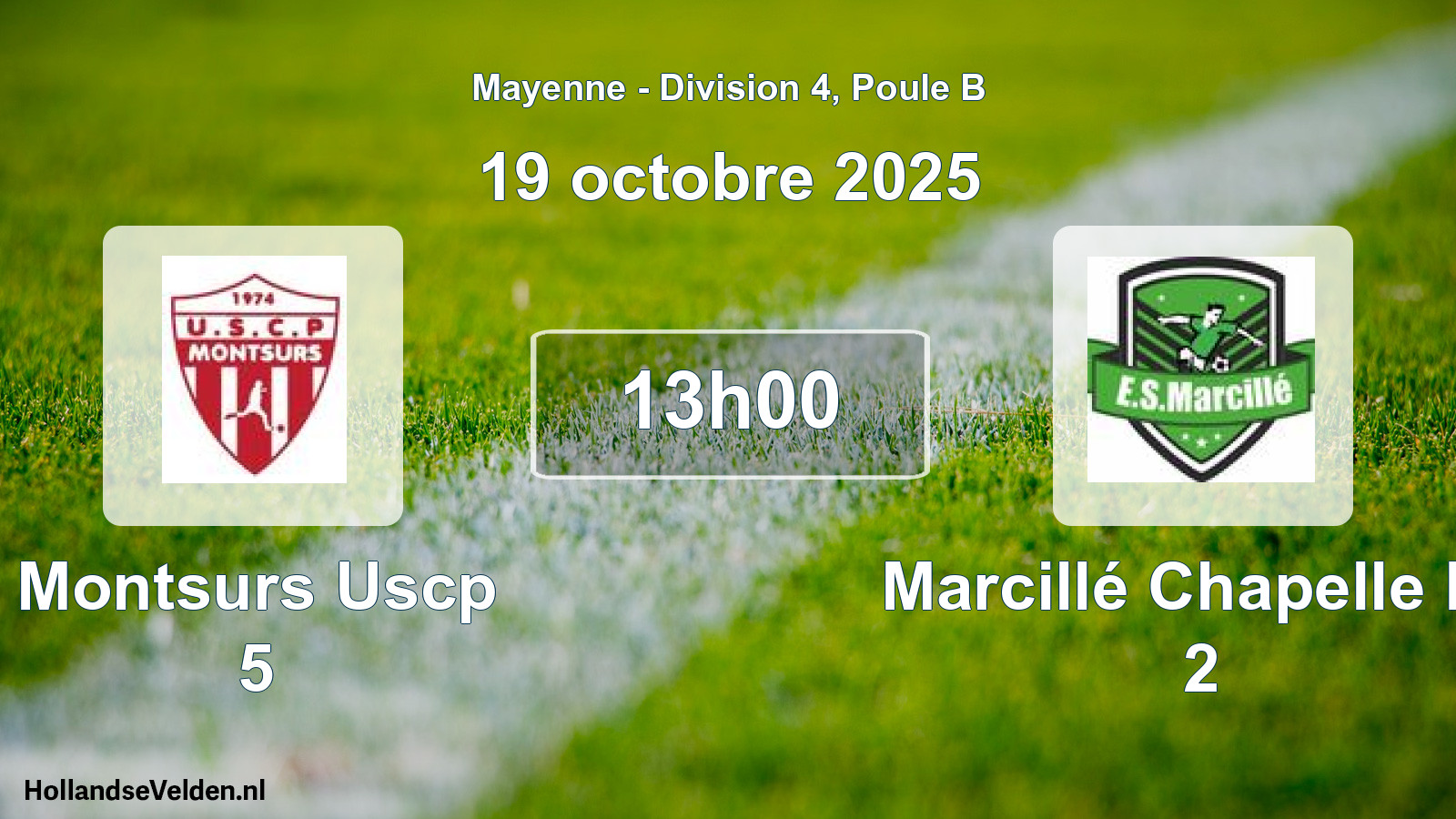 Geplande wedstrijd: Montsurs Uscp 5 - Marcillé Chapelle Es 2 (19 oktober 2025)