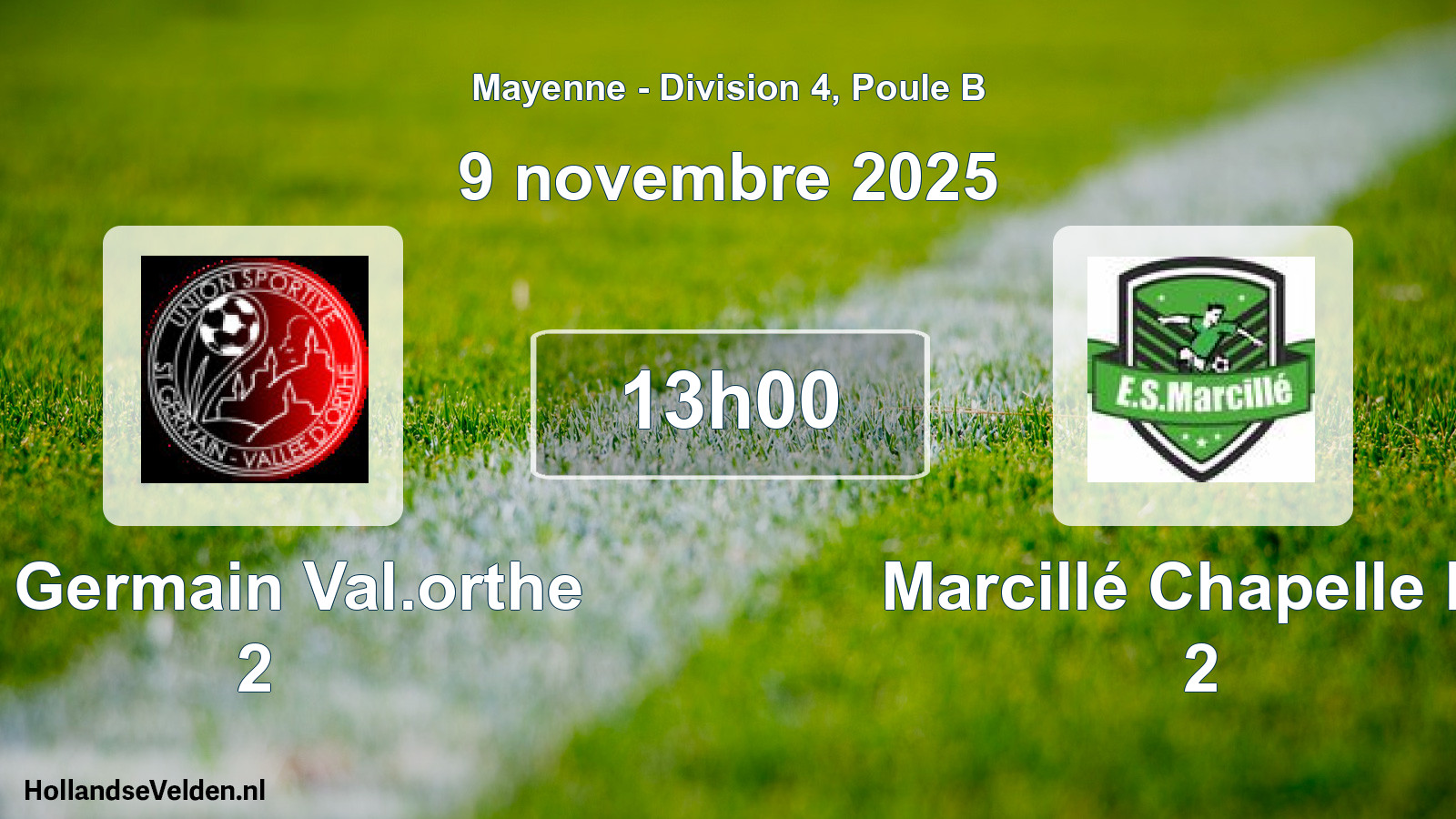 Geplande wedstrijd: St Germain Val.orthe 2 - Marcillé Chapelle Es 2 (9 novembre 2025)