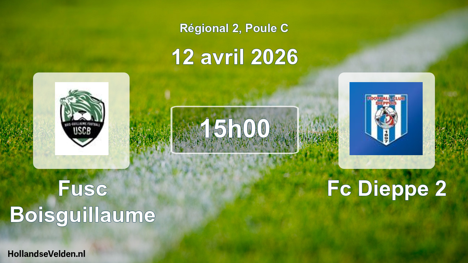 Geplande wedstrijd: Fusc Boisguillaume - Fc Dieppe 2 (12 avril 2026)