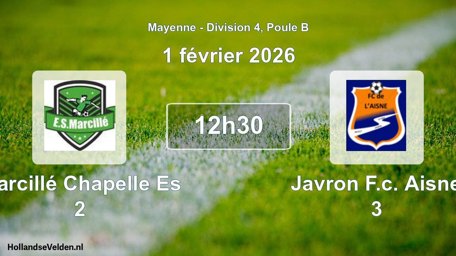 Geplande wedstrijd: Marcillé Chapelle Es 2 - Javron F.c. Aisne 3 (1 février 2026)