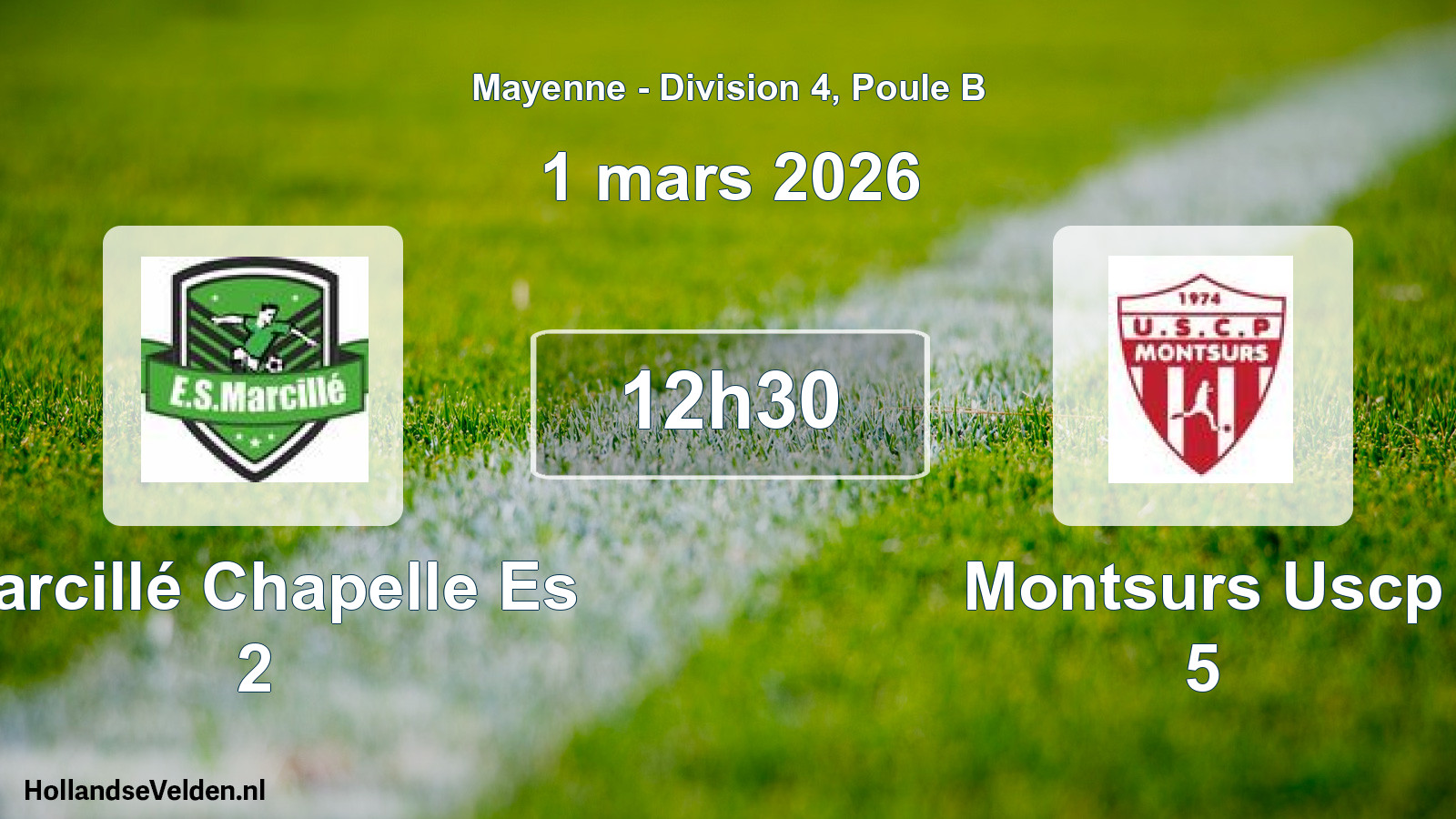 Geplande wedstrijd: Marcillé Chapelle Es 2 - Montsurs Uscp 5 (1 mars 2026)